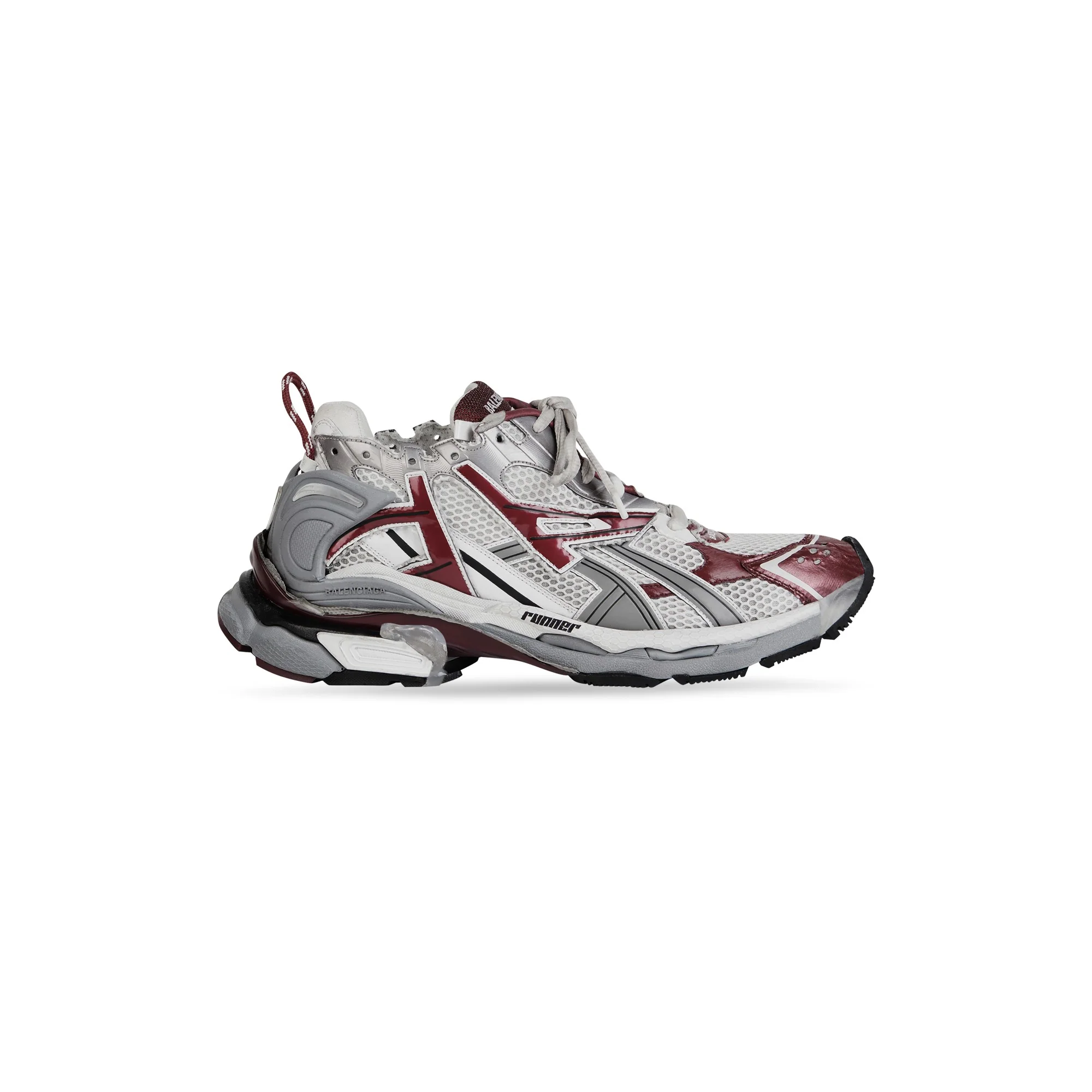 Runner Sneaker Four Color - White/Burgundy/Grey