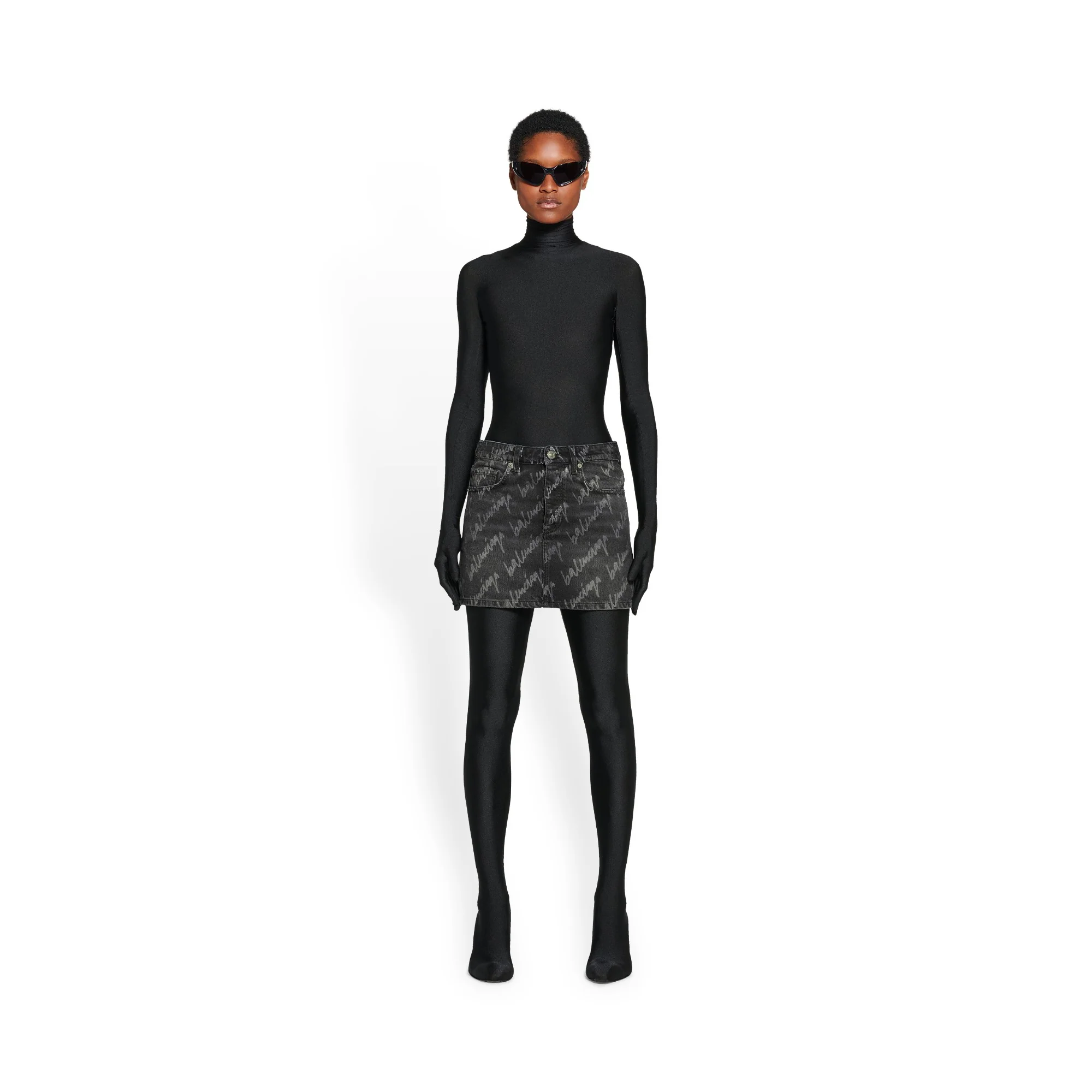 Low Waist Mini Skirt - Stonewash Black - Image 3