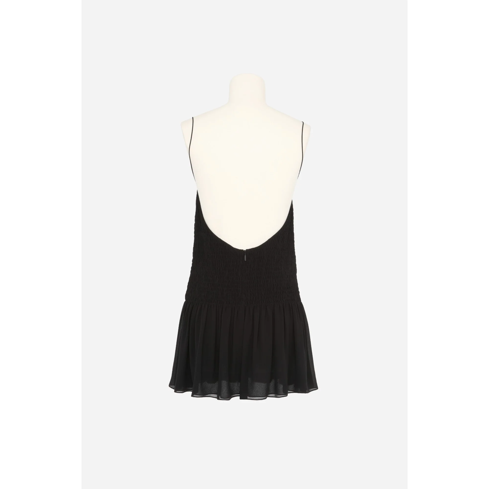 Robe Georgette De Soie Lavee - Noir - Image 2