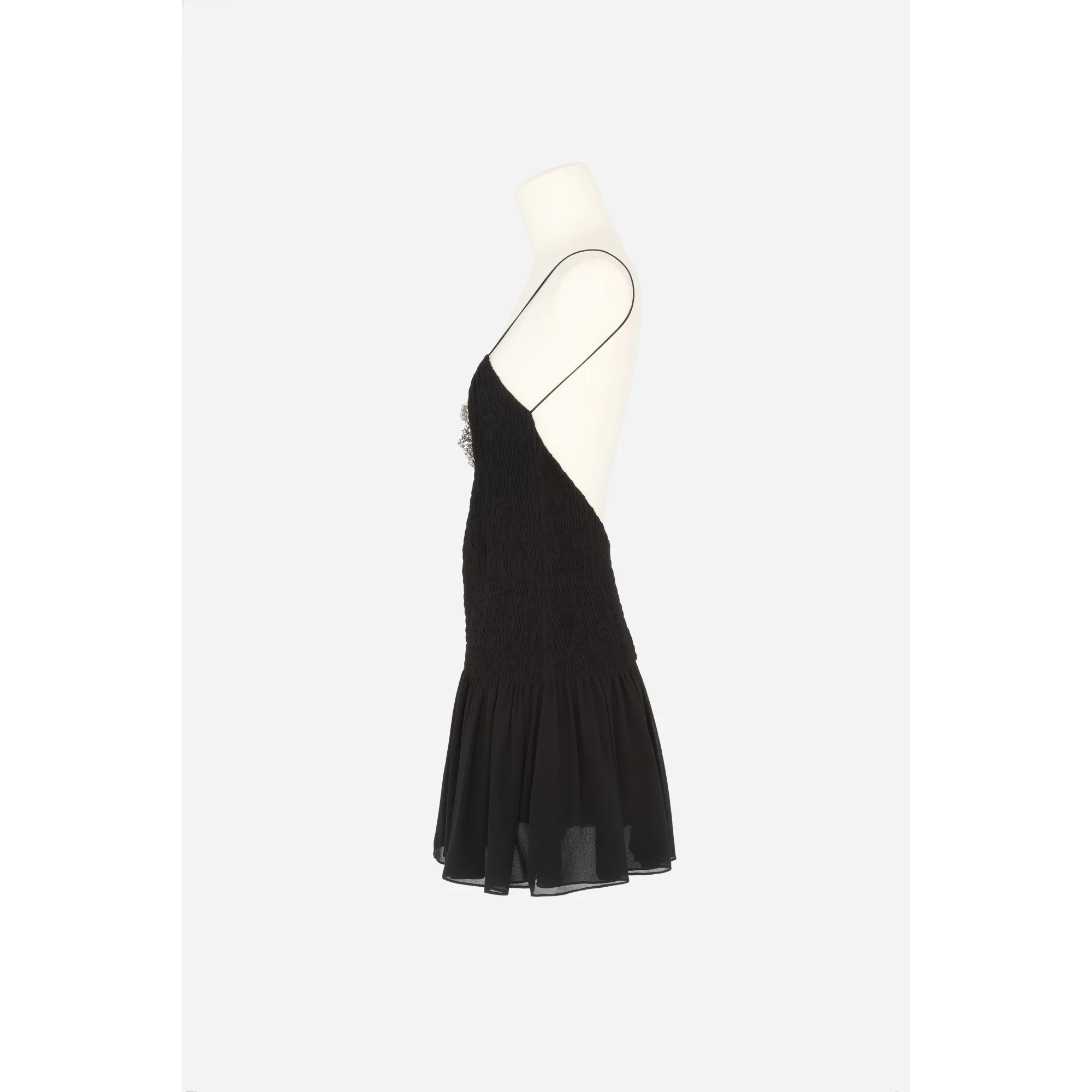 Robe Georgette De Soie Lavee - Noir - Image 3