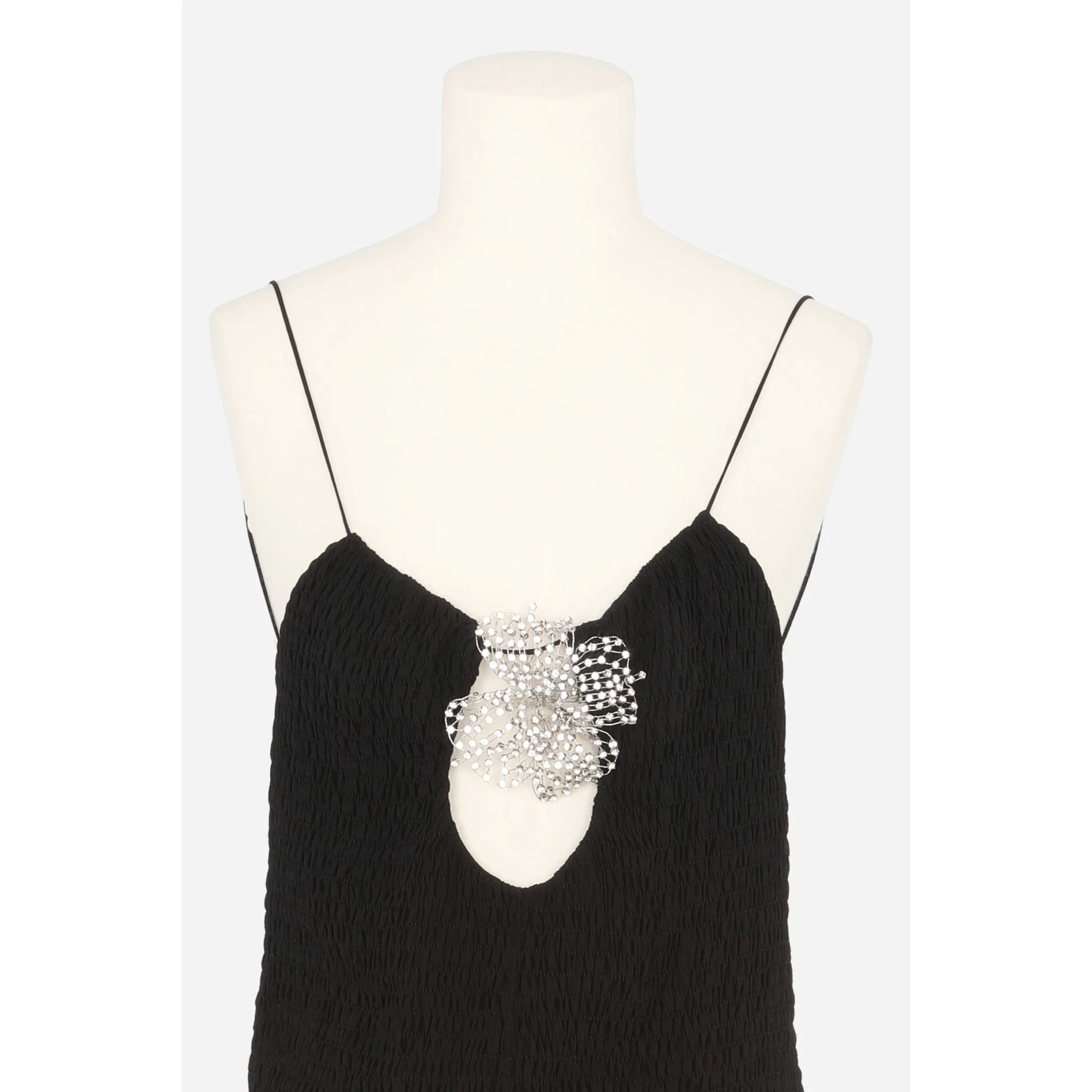 Robe Georgette De Soie Lavee - Noir - Image 4