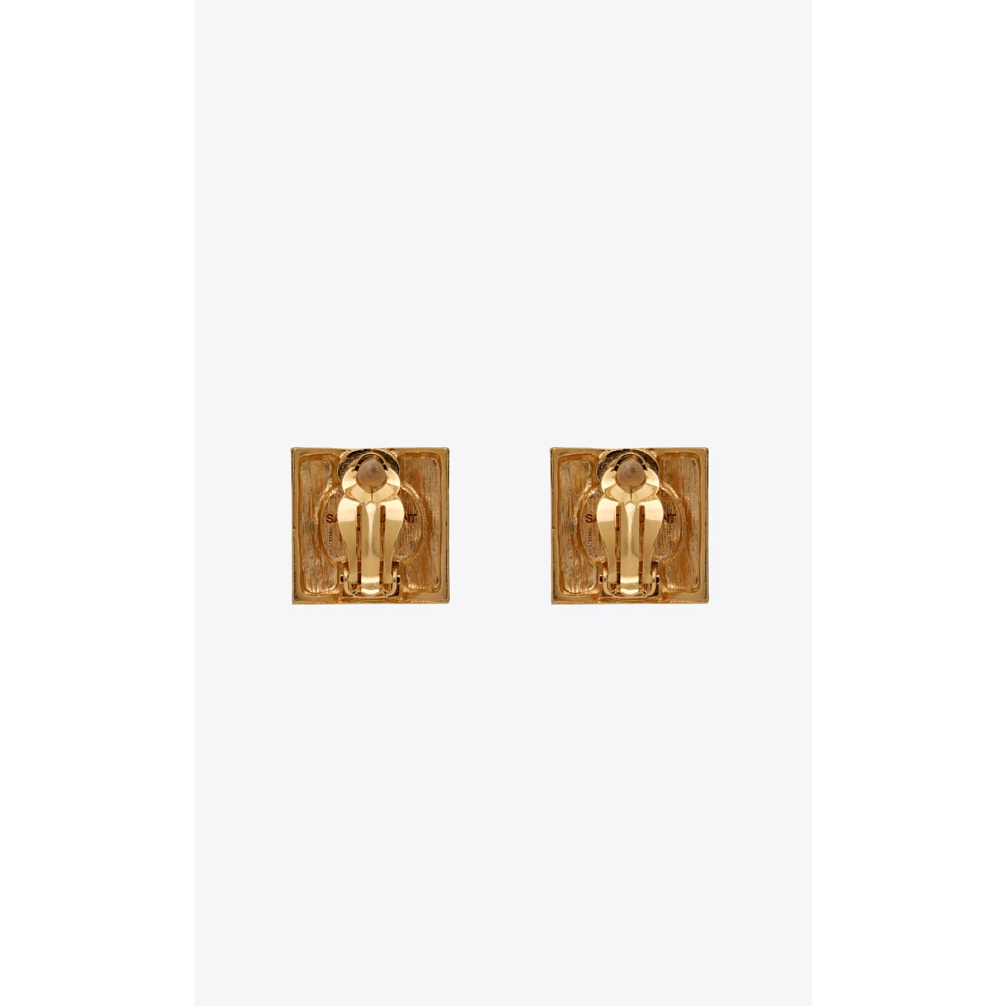 Square Stone Earrings - Or Laiton Vieilli - Image 2