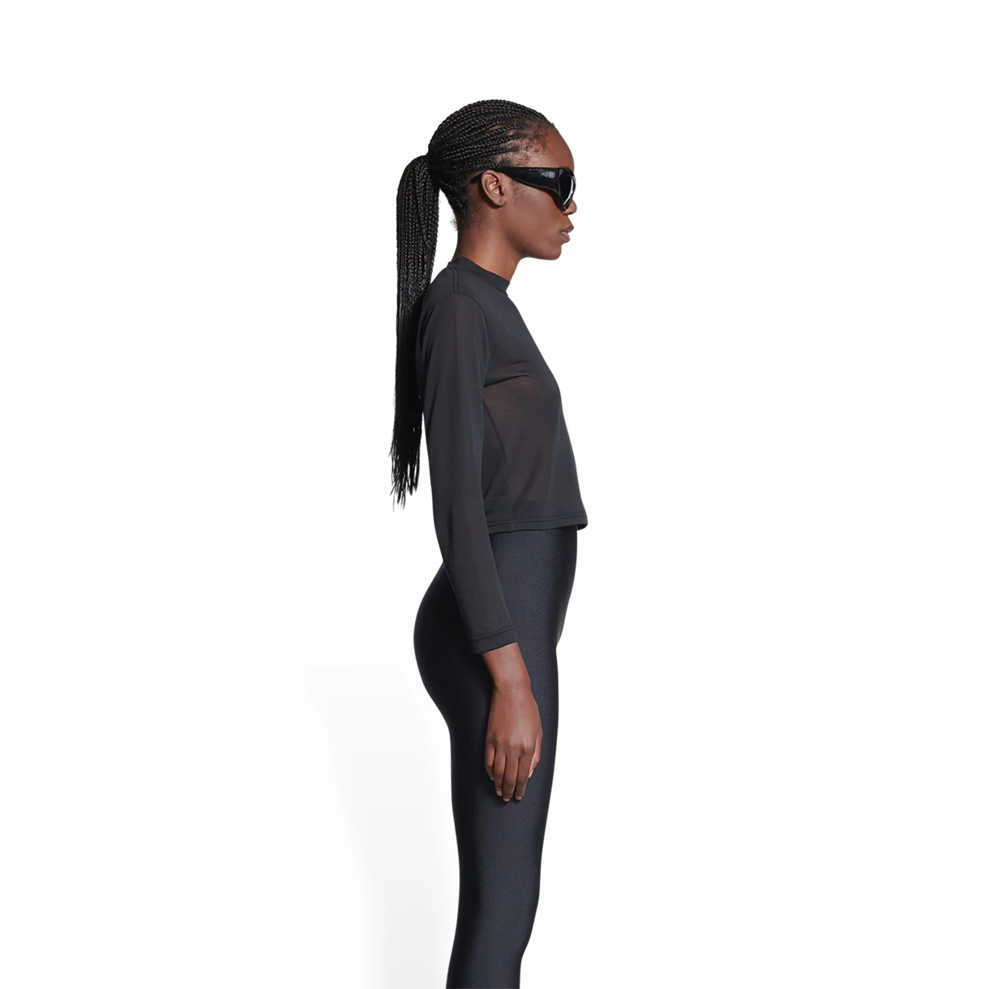 Fitted Long Sleeve T-Shirt - Black - Image 5