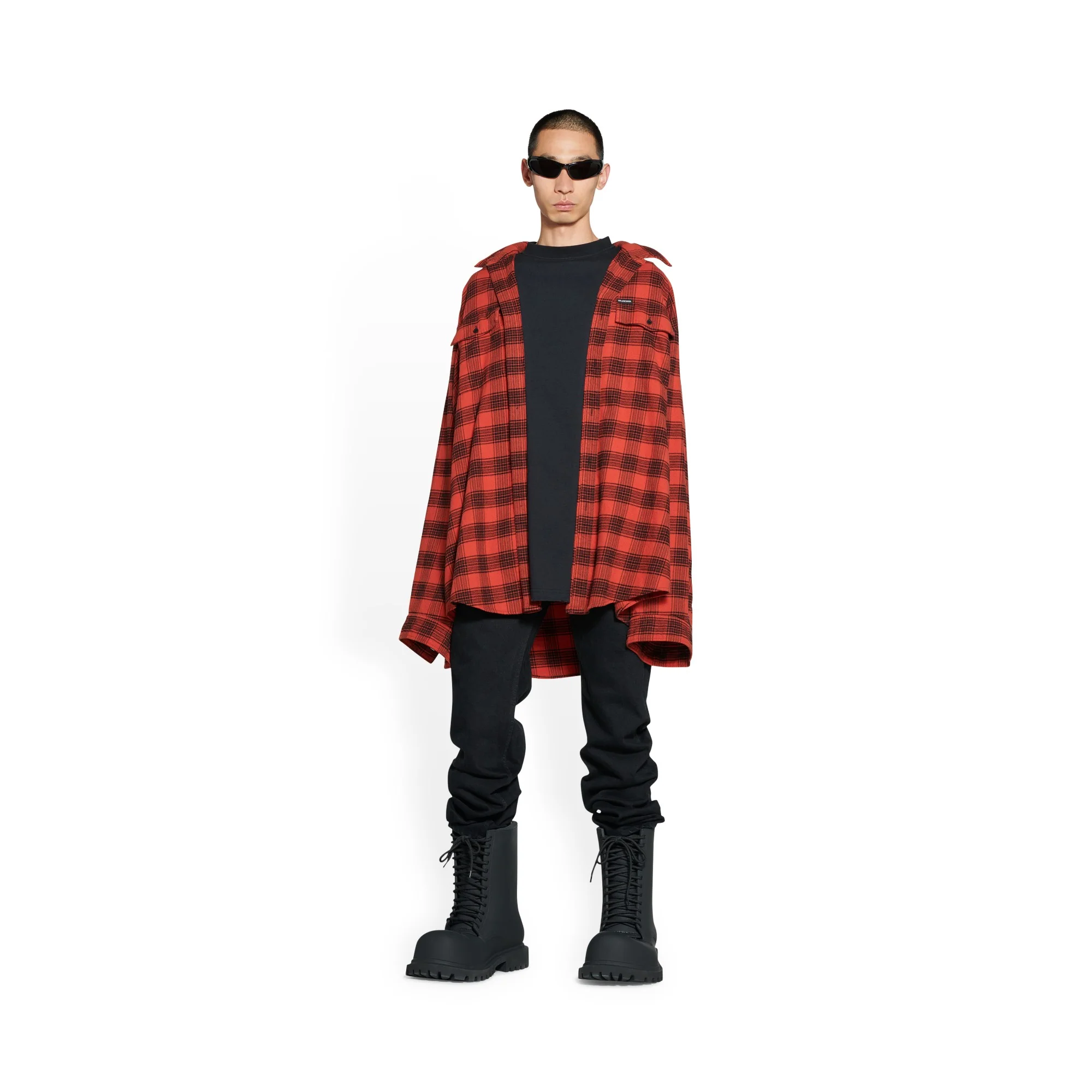 Large Trompe L Oeil Shirt - Red/Black - Image 4