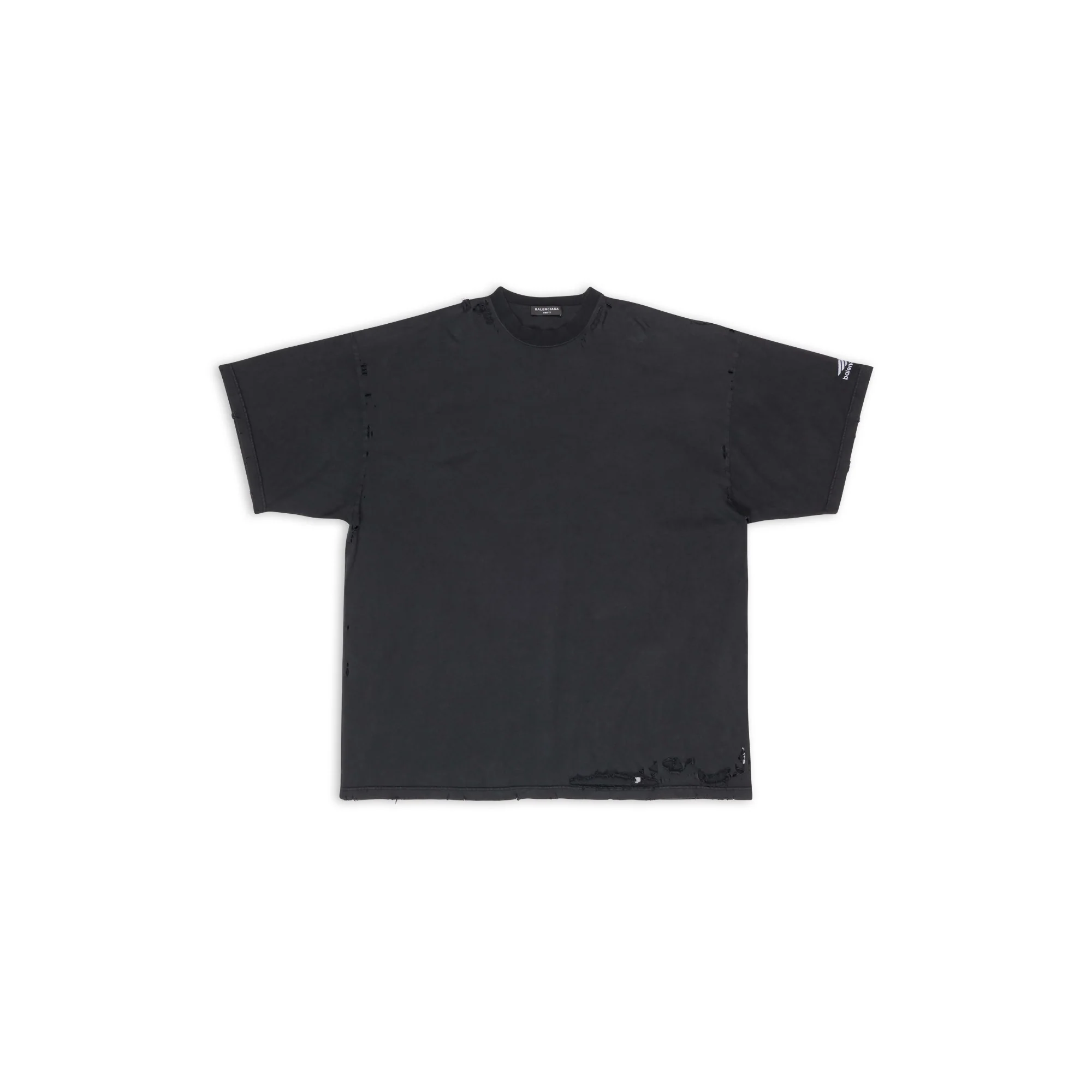Oversized Repaired T-Shirt - Washed Black/Wt