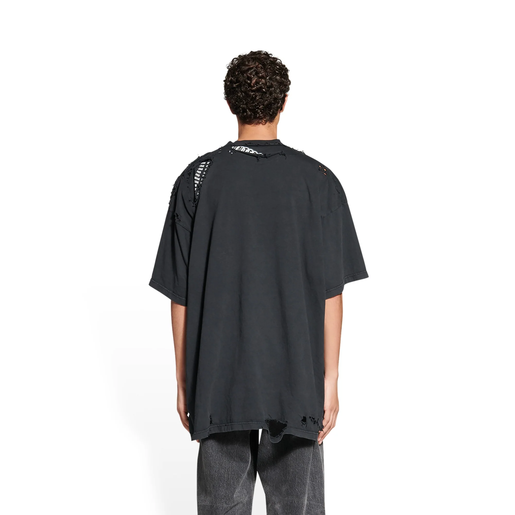 Oversized Repaired T-Shirt - Washed Black/Wt - Image 3