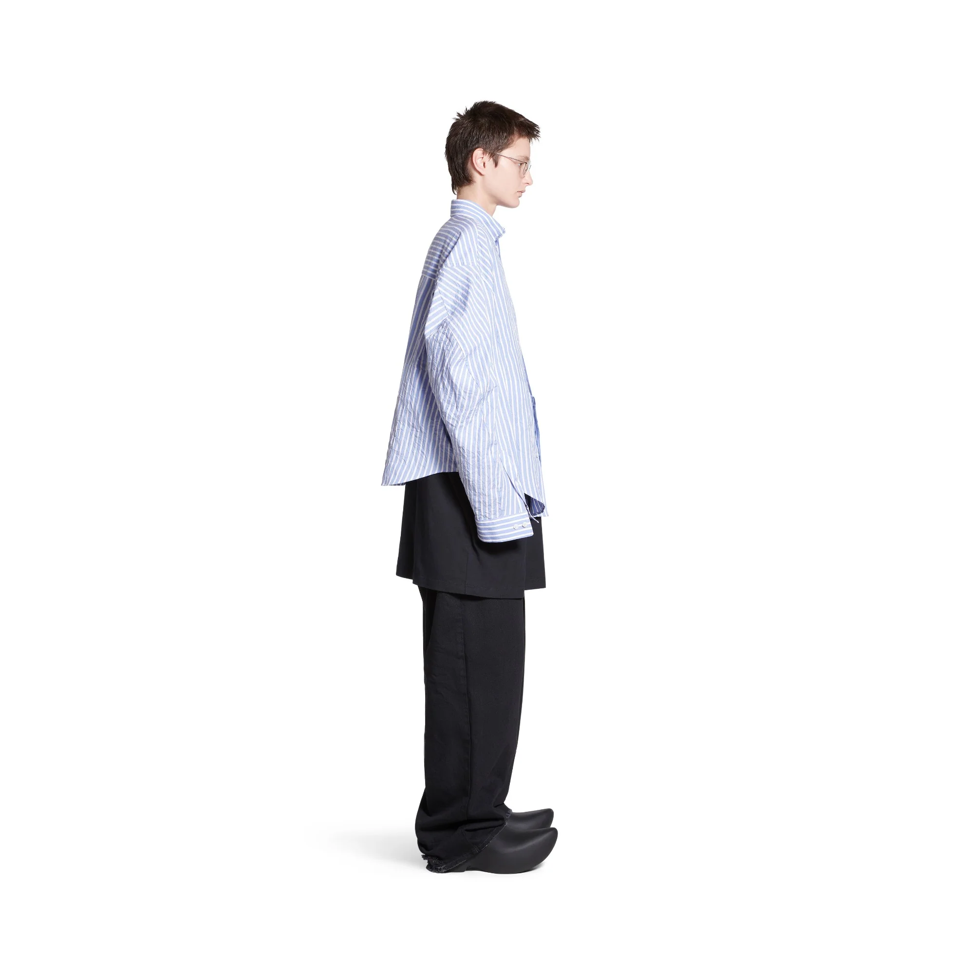Twisted Sleeve Shirt - Light Blue/White - Image 4