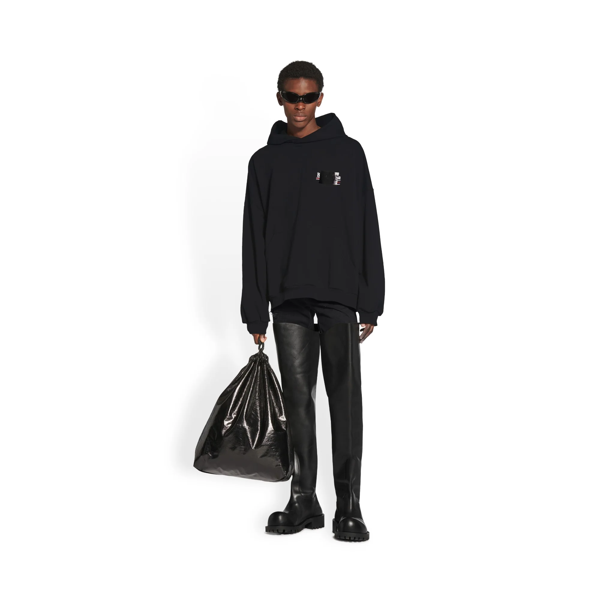 Large Fit Hoodie - Black/White/Red - Image 3