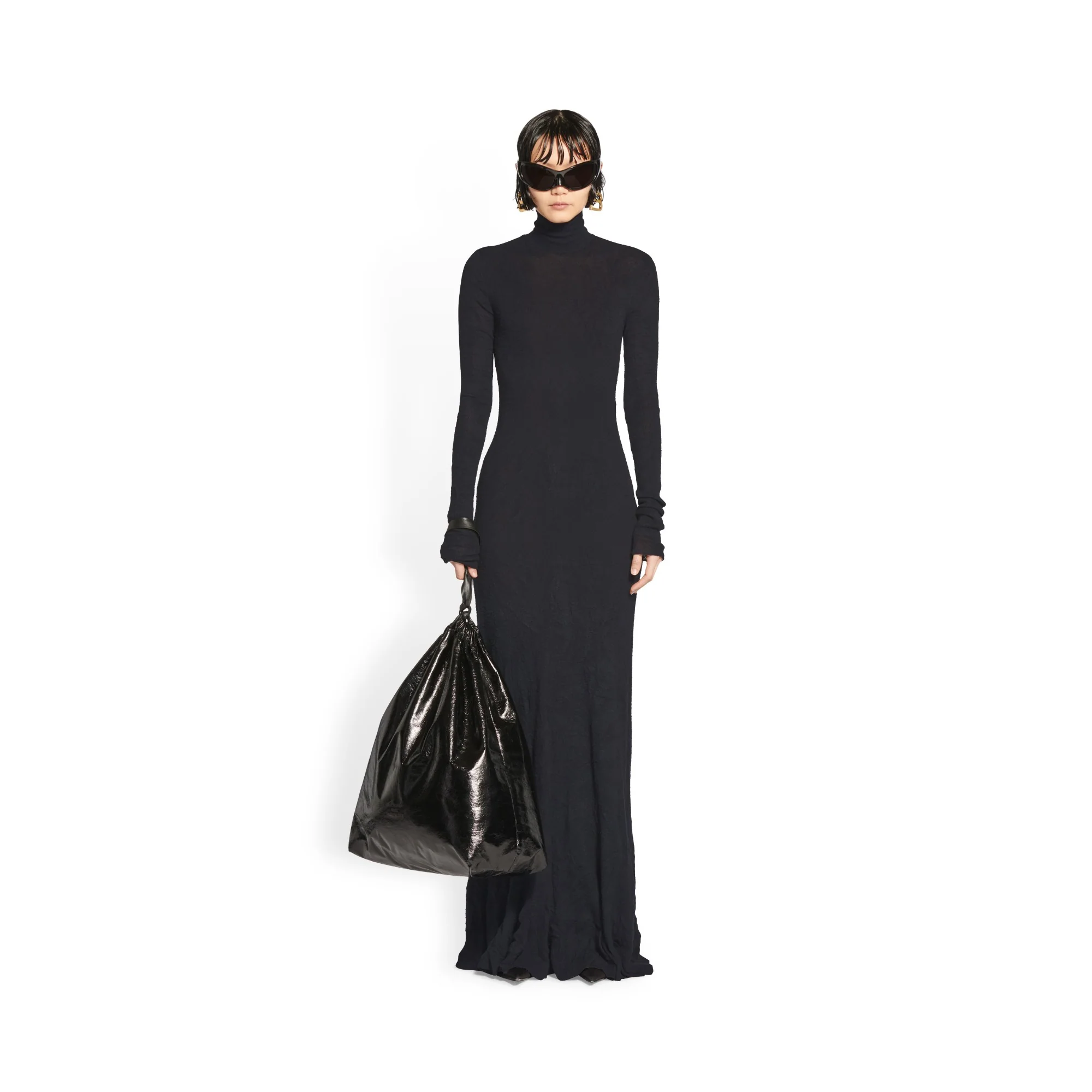 Maxi Godet Dress - Black - Image 3