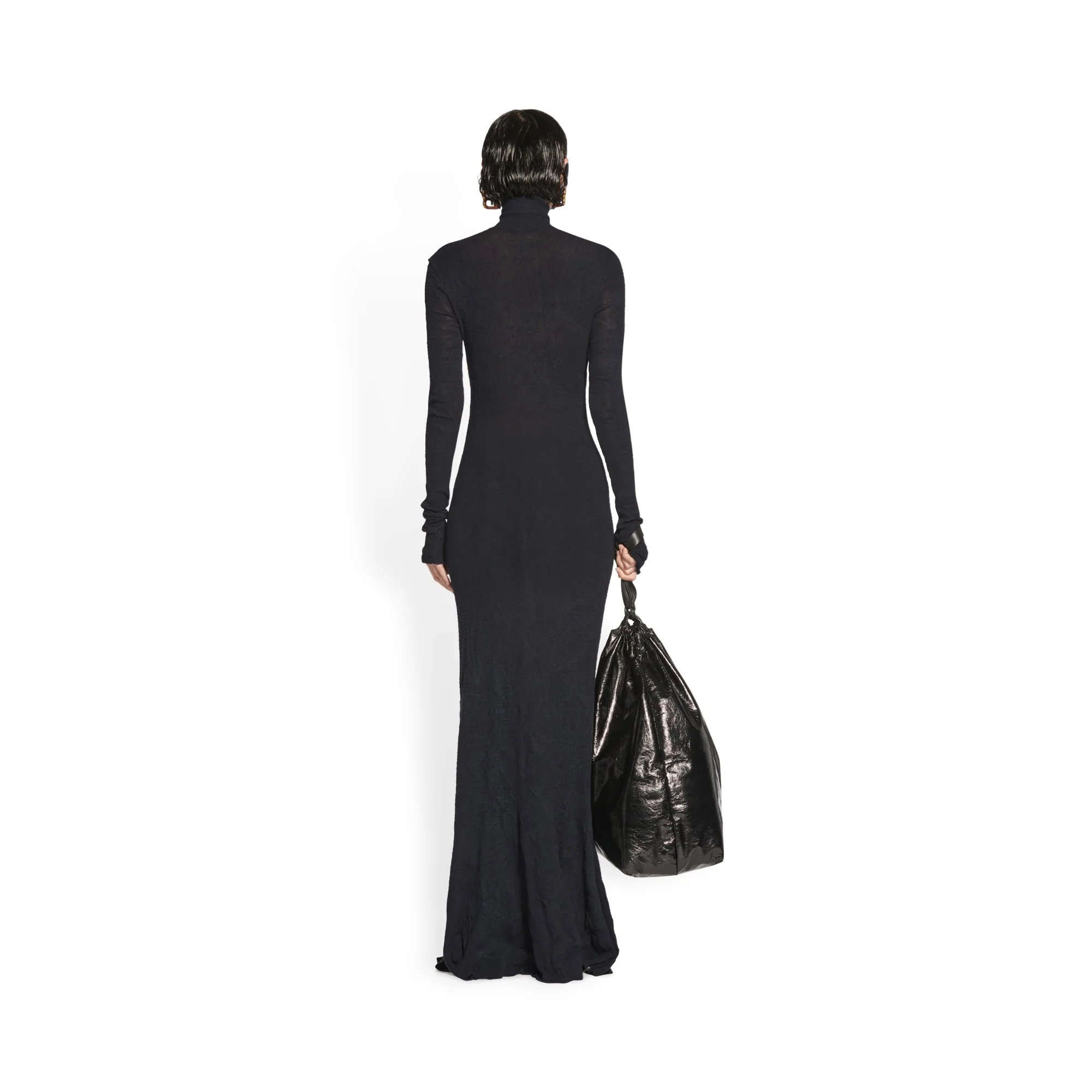 Maxi Godet Dress - Black - Image 4