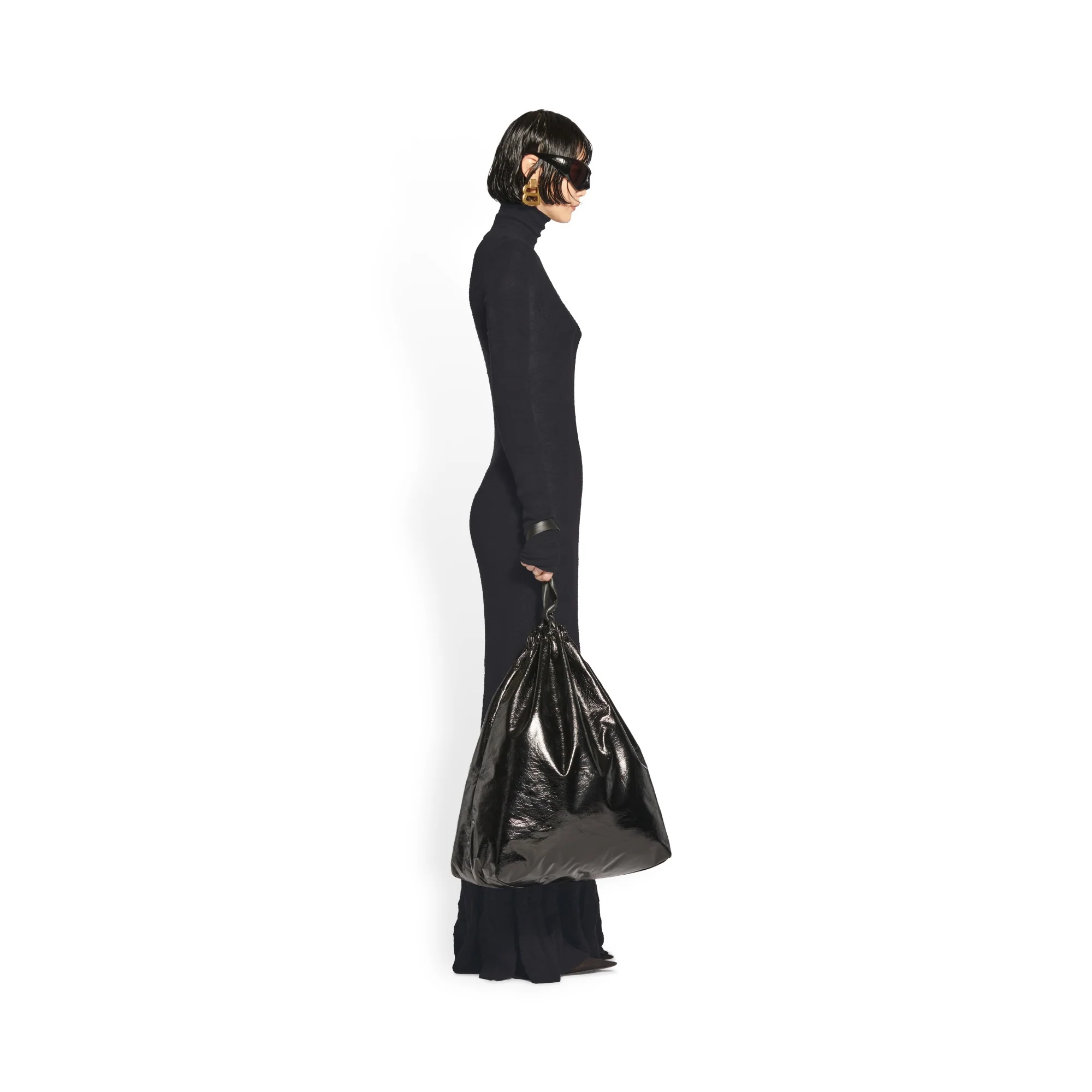 Maxi Godet Dress - Black - Image 5