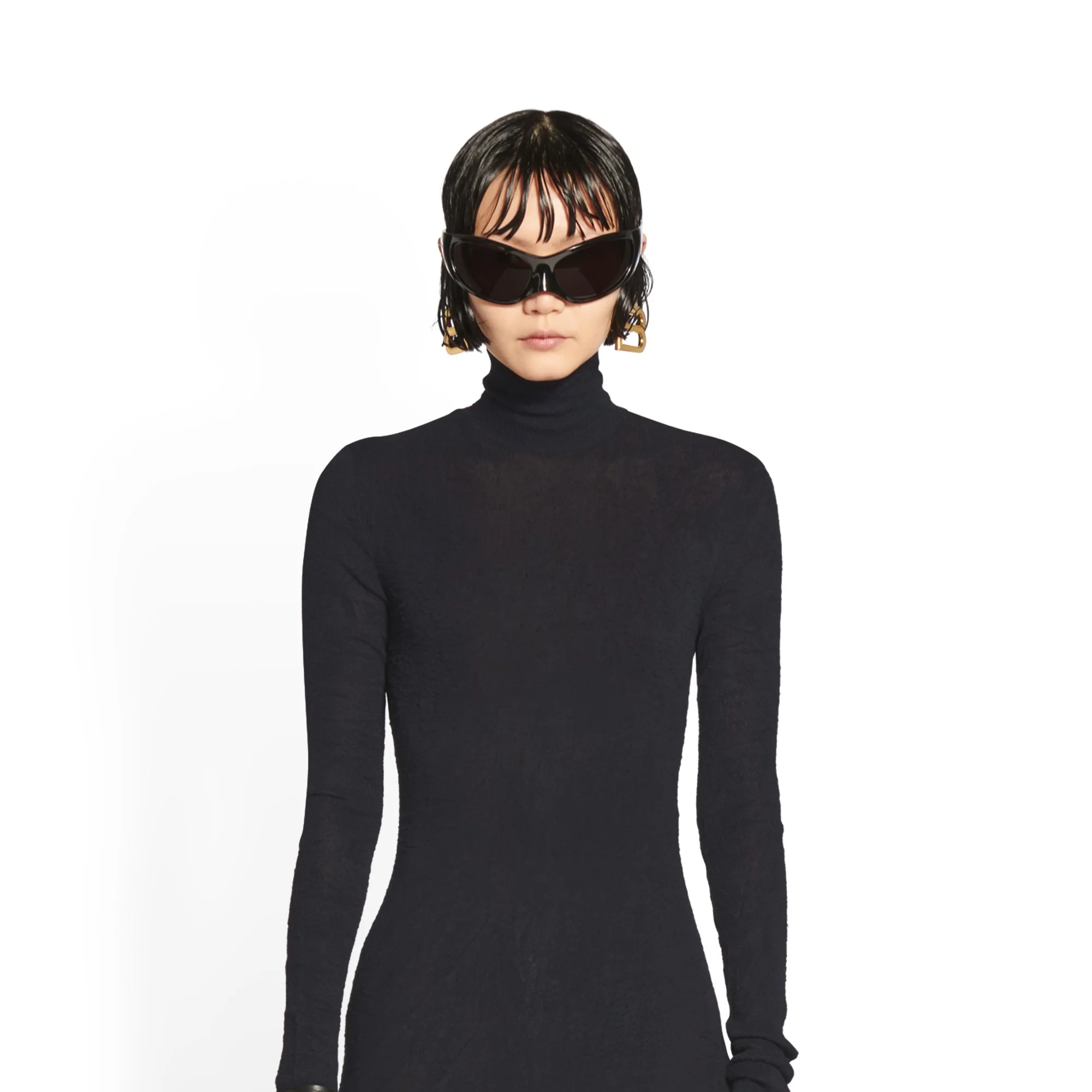 Maxi Godet Dress - Black - Image 6