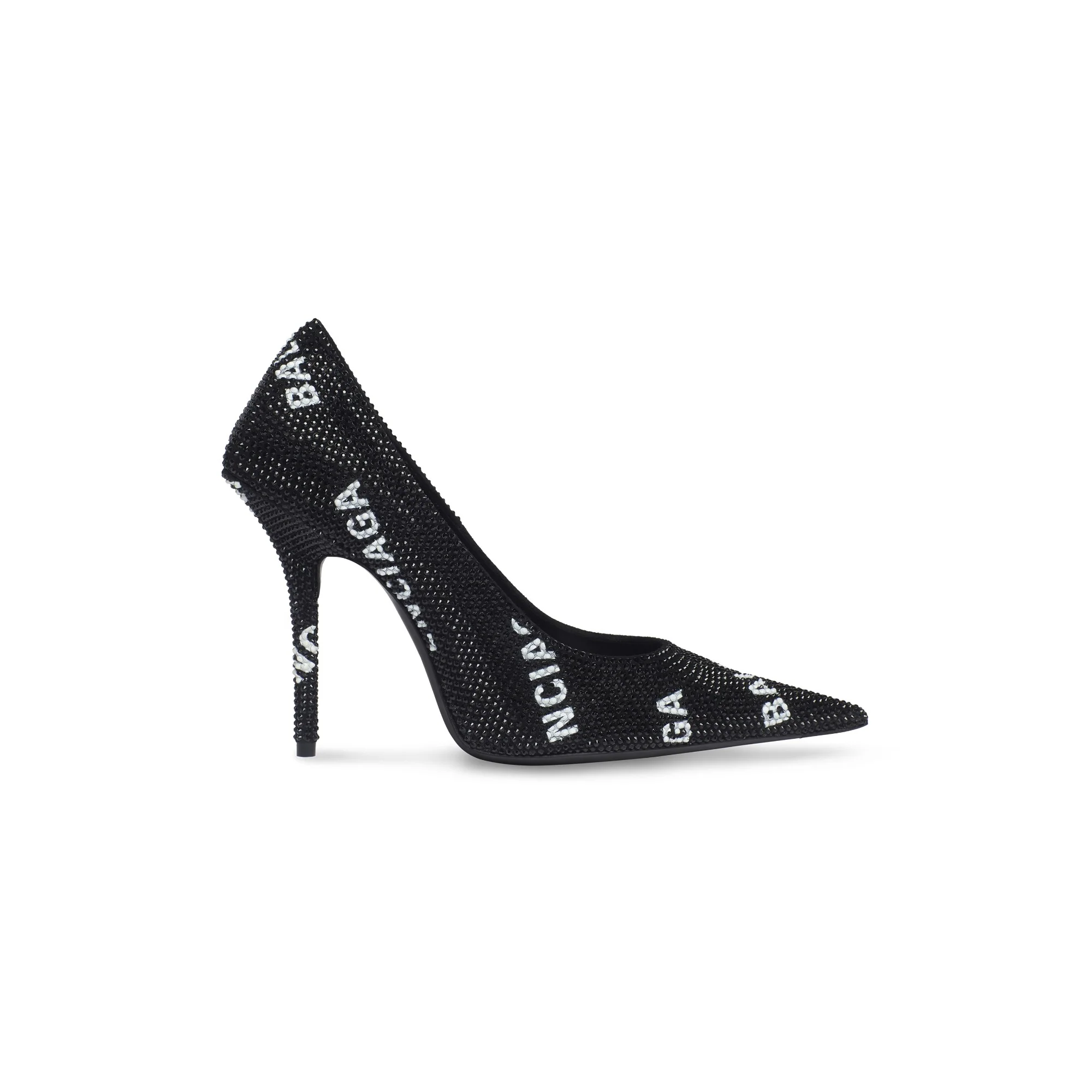 Sqr.Knf. Pump 110 Strass All - Black/White