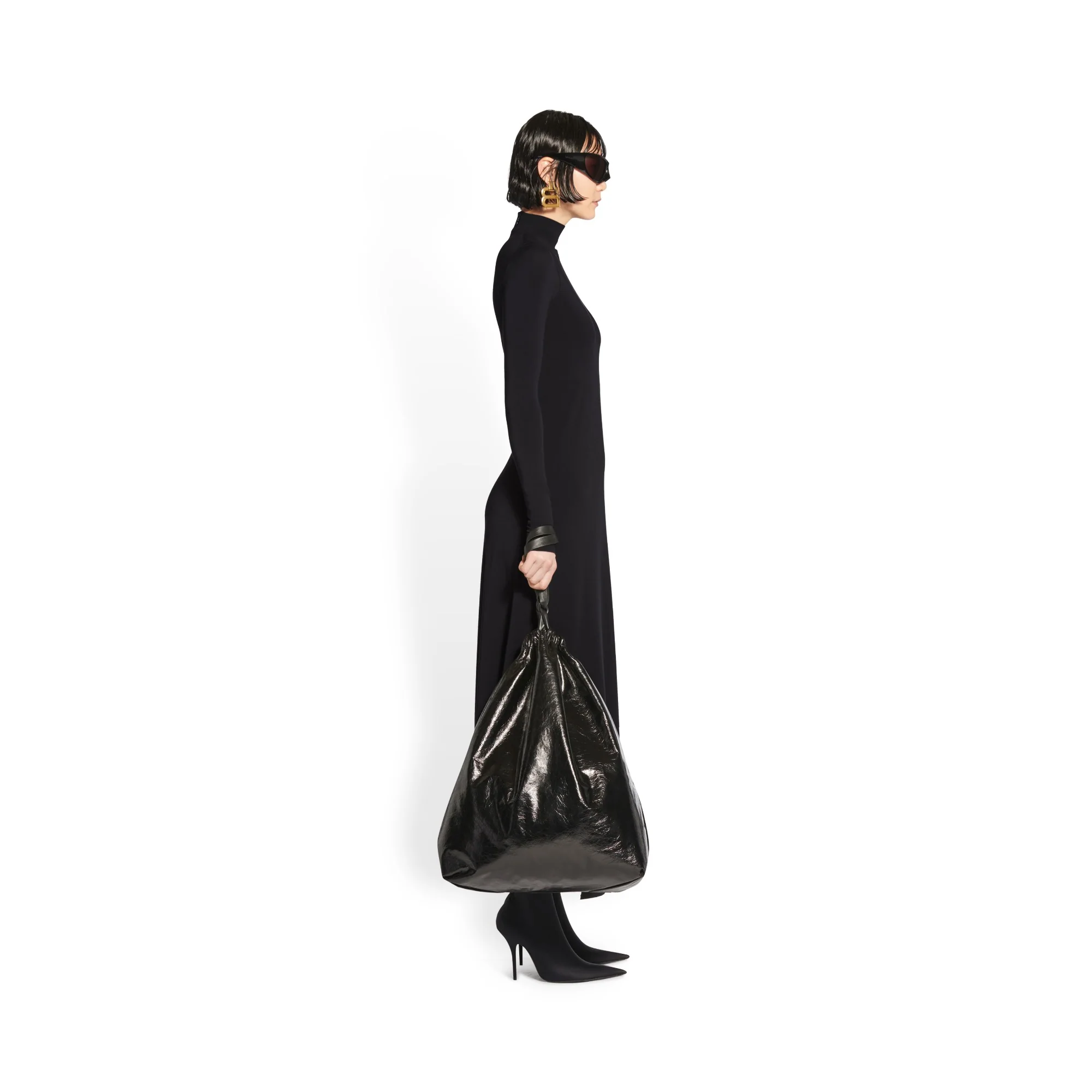 Twisted Slit Dress - Black - Image 5