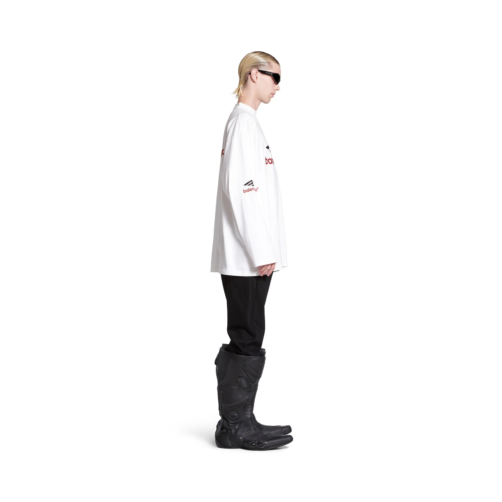 Oversized Long Sleeve T-Shirt - White/Black/Red - Image 6