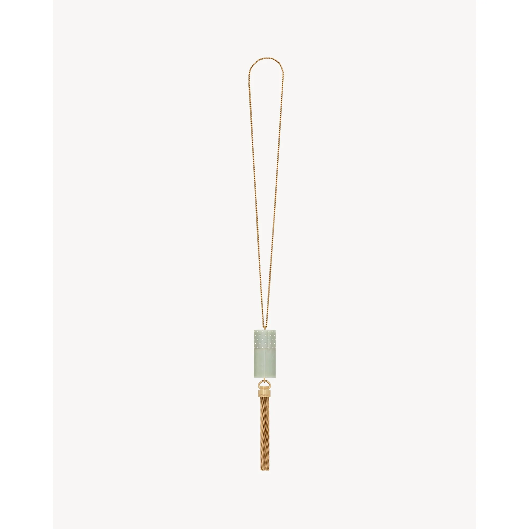 Angelica Mini Tube Necklace - Green/Crystal/Oro