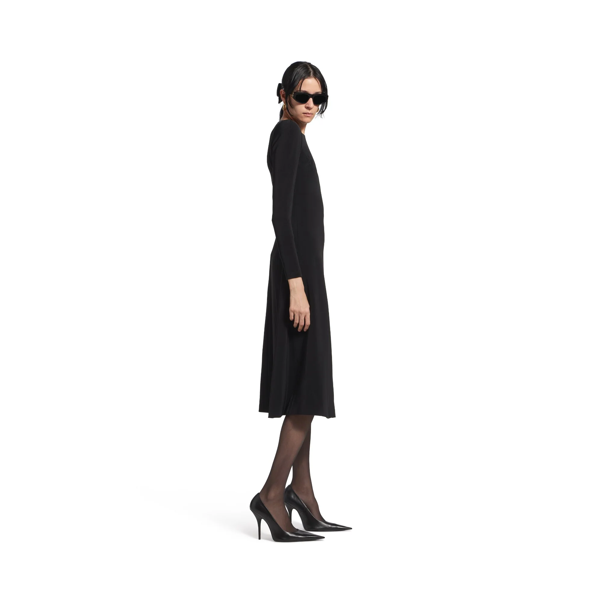A-Line Crewneck Dress - Black - Image 5