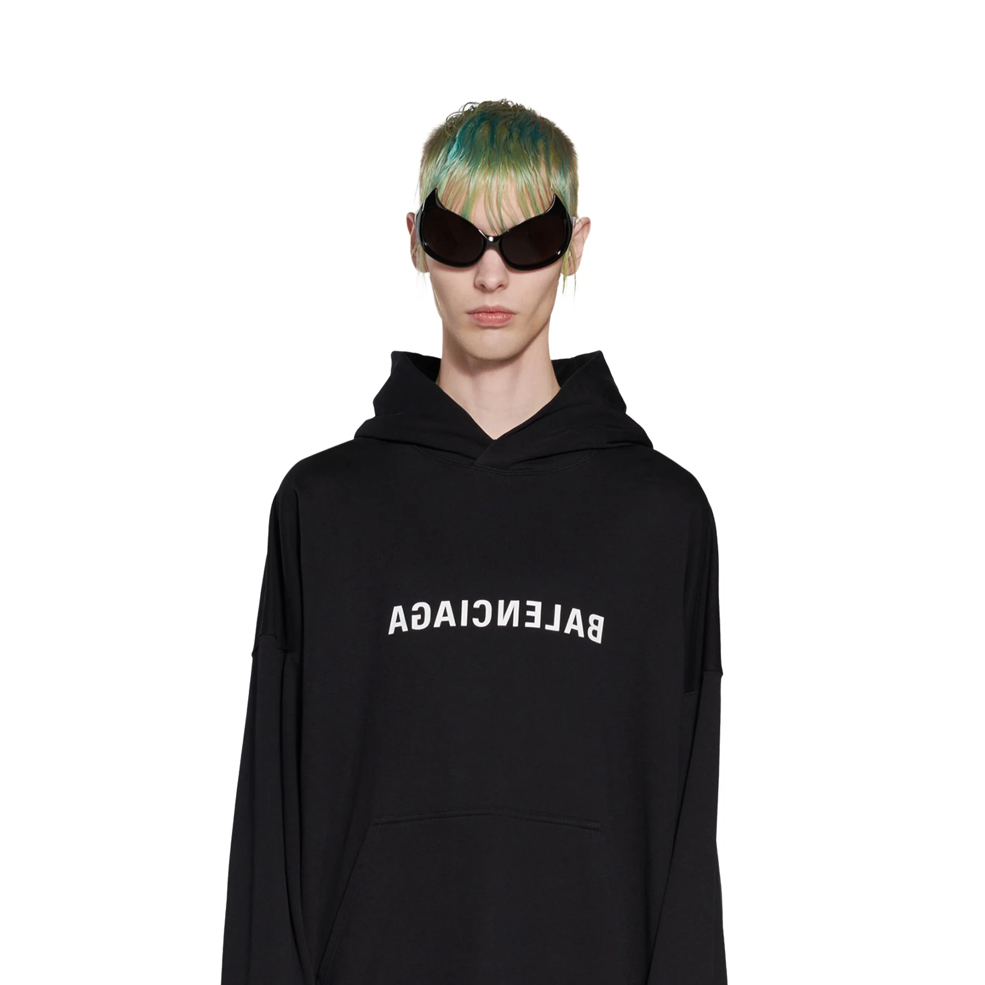 Wide Fit Hoodie - Black/White - Image 3