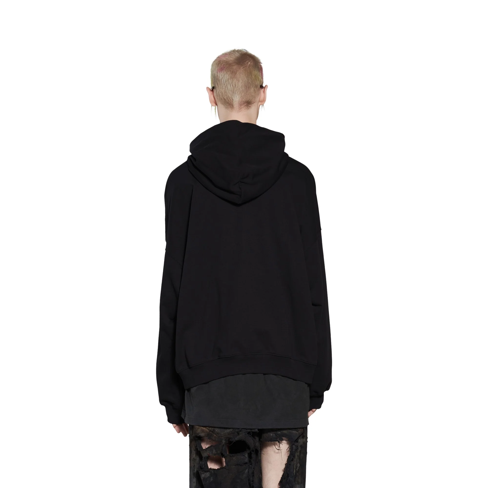 Wide Fit Hoodie - Black/White - Image 5