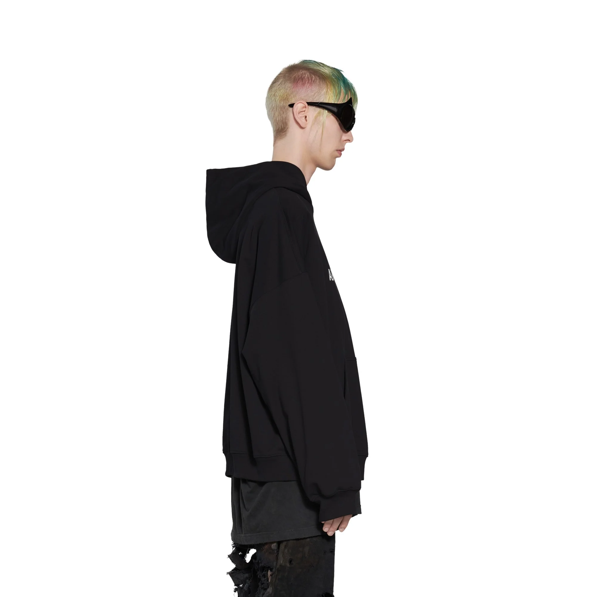 Wide Fit Hoodie - Black/White - Image 6