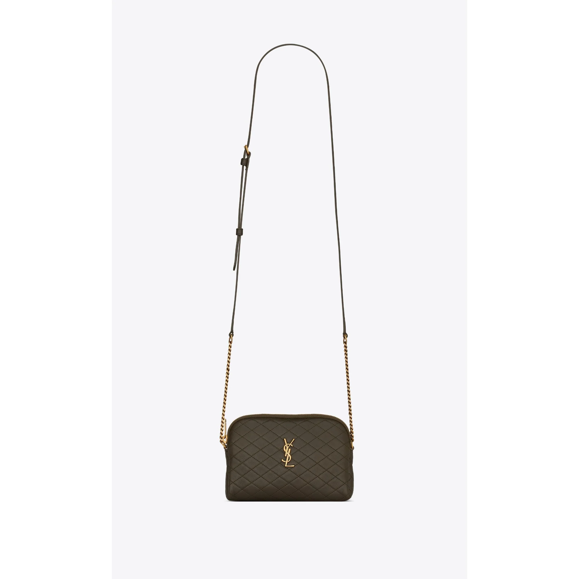 Gaby Zipped Pouch On Chain - Light Musk