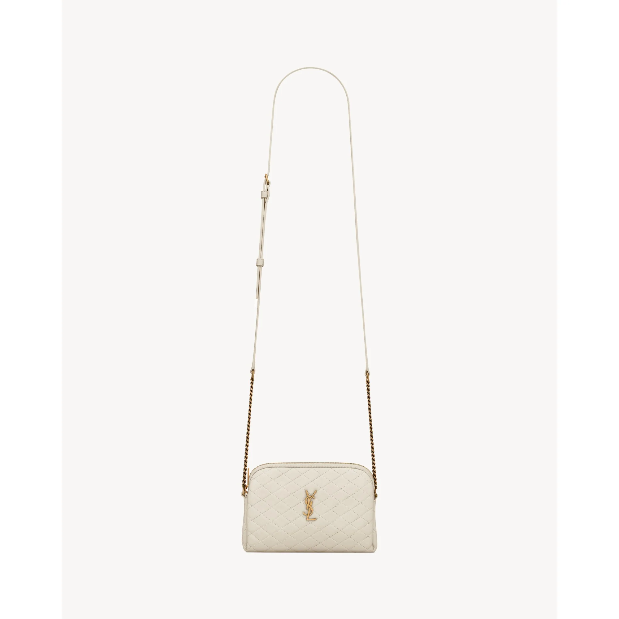 Gaby Zipped Pouch On Chain - Crema Soft