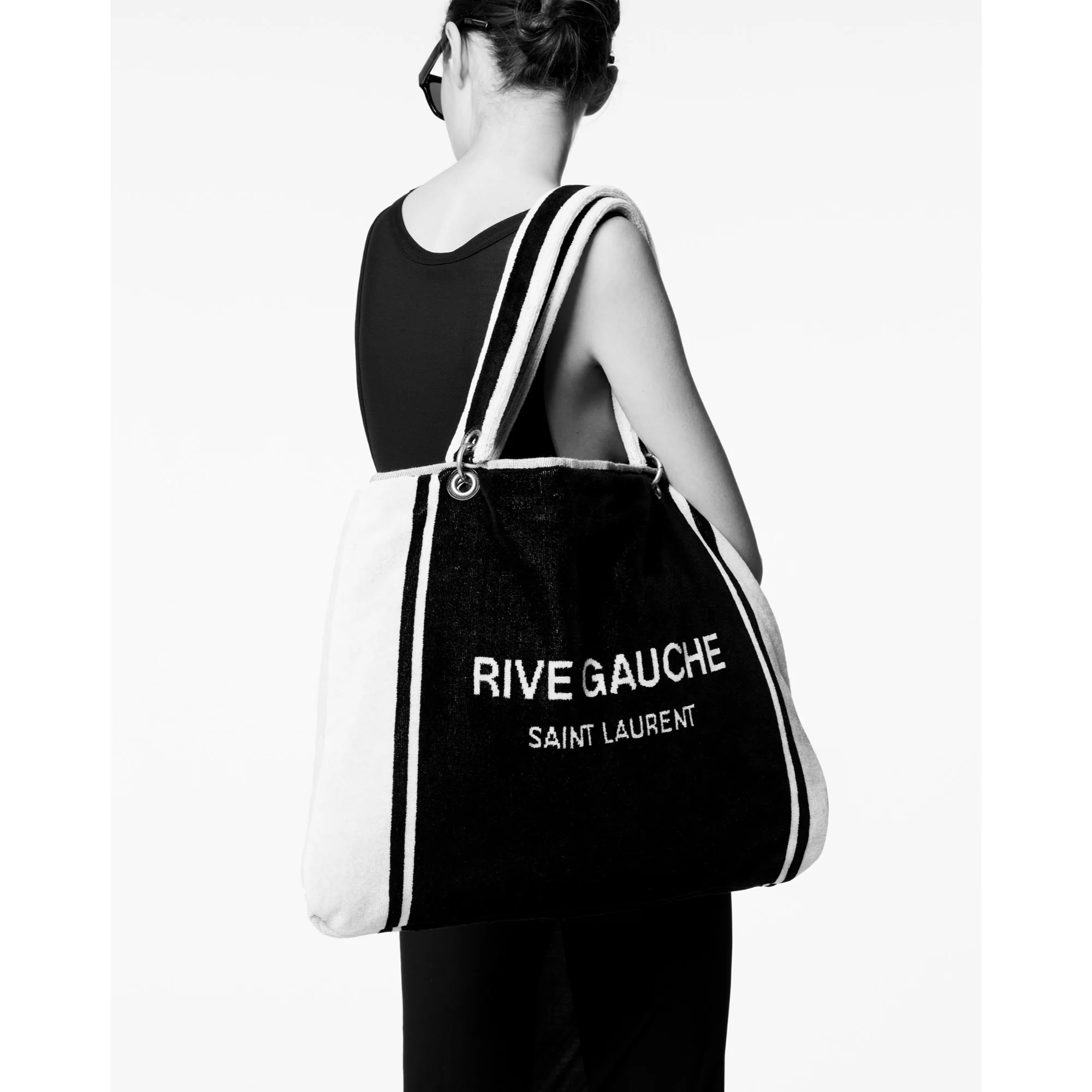 Rive Gauche Towel Cabas - Nero/Bianco - Image 5