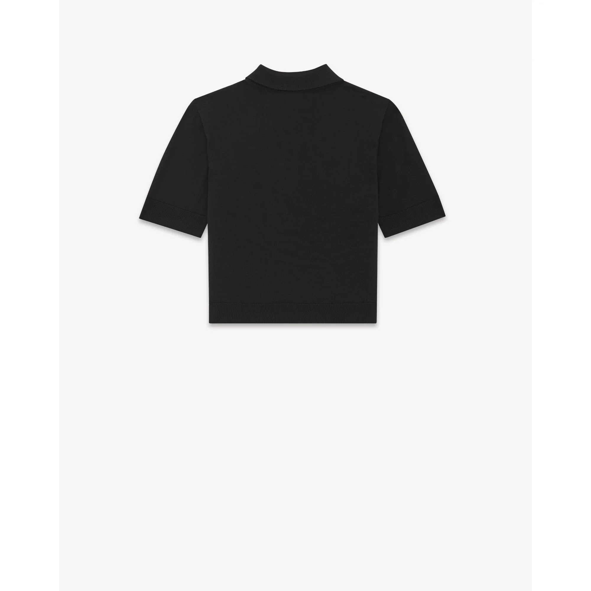 Polo Manches Courtes Laine Fin - Noir - Image 2