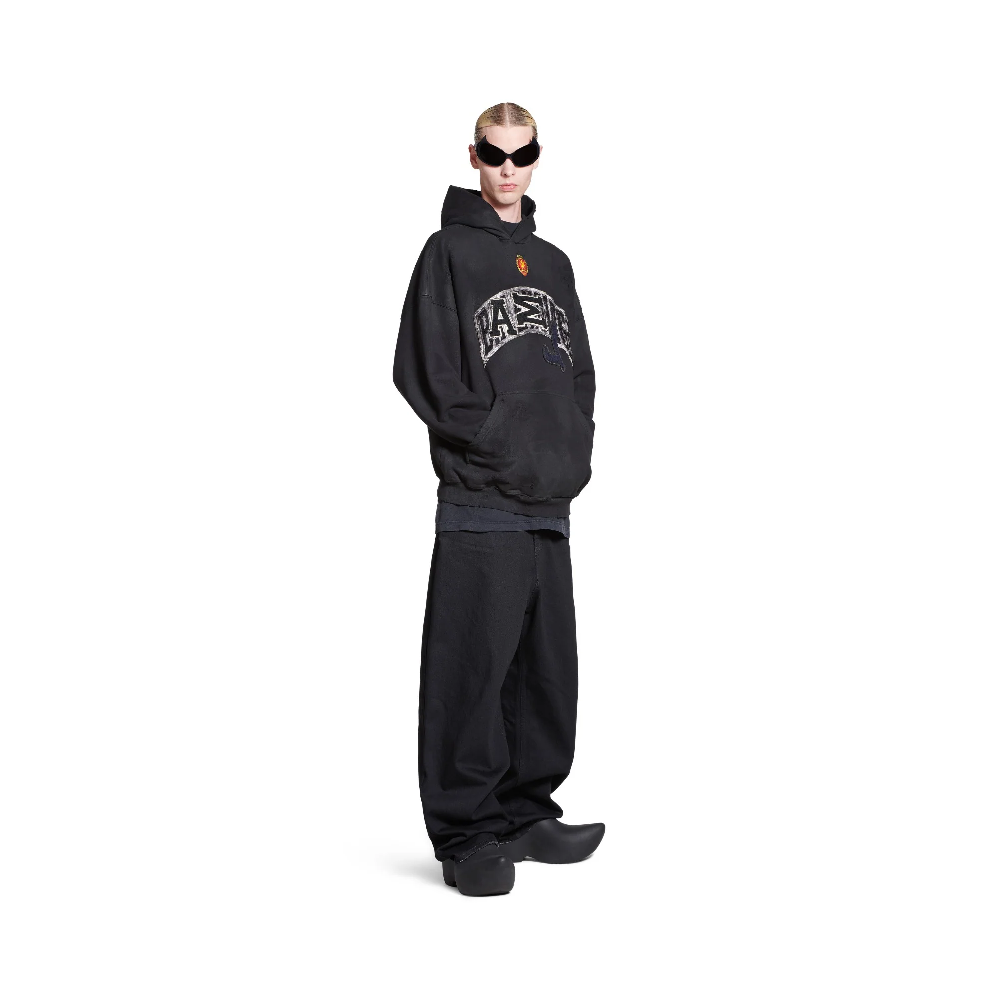 Large Fit Hoodie - Washed Black - Image 4