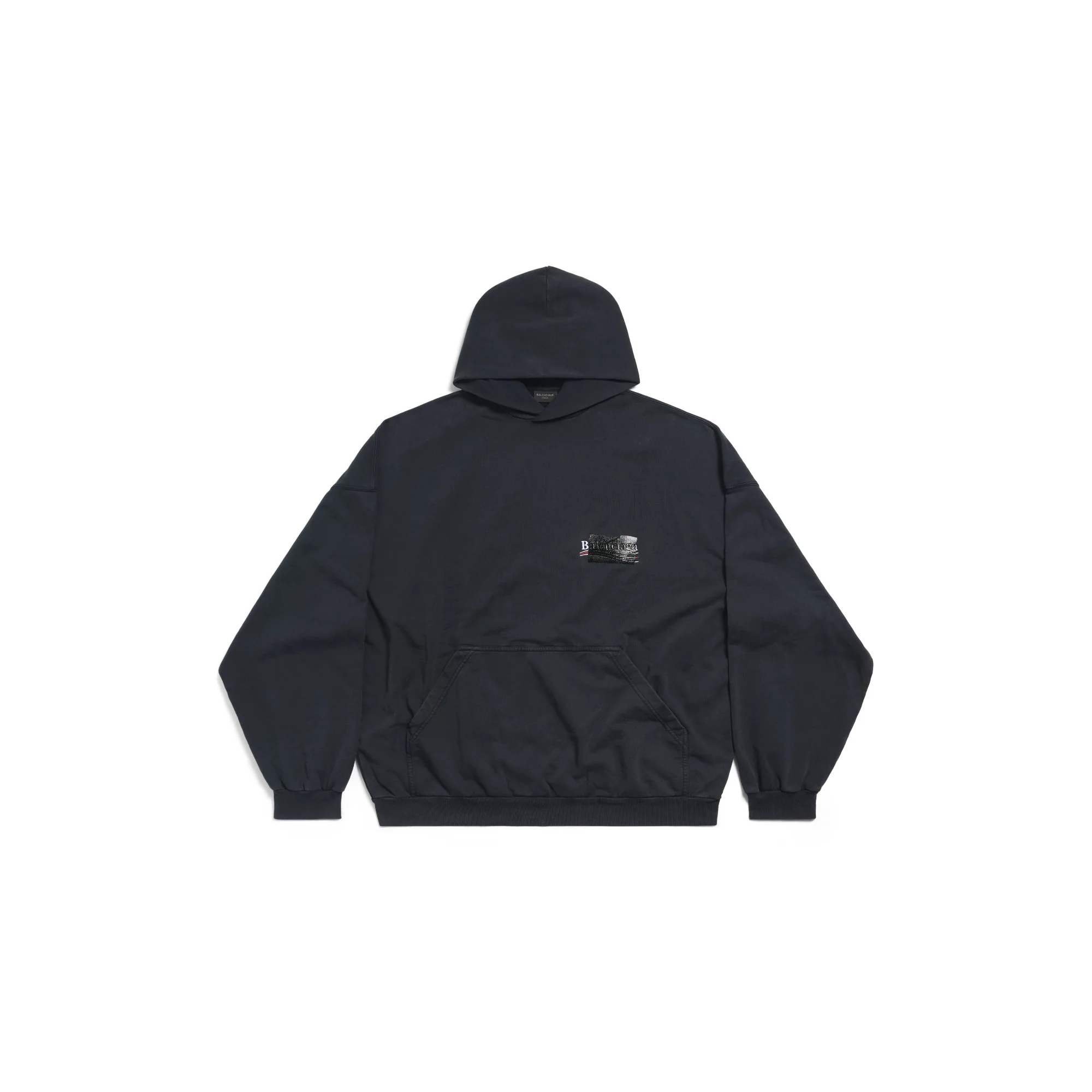 Large Fit Hoodie - Faded Black/White