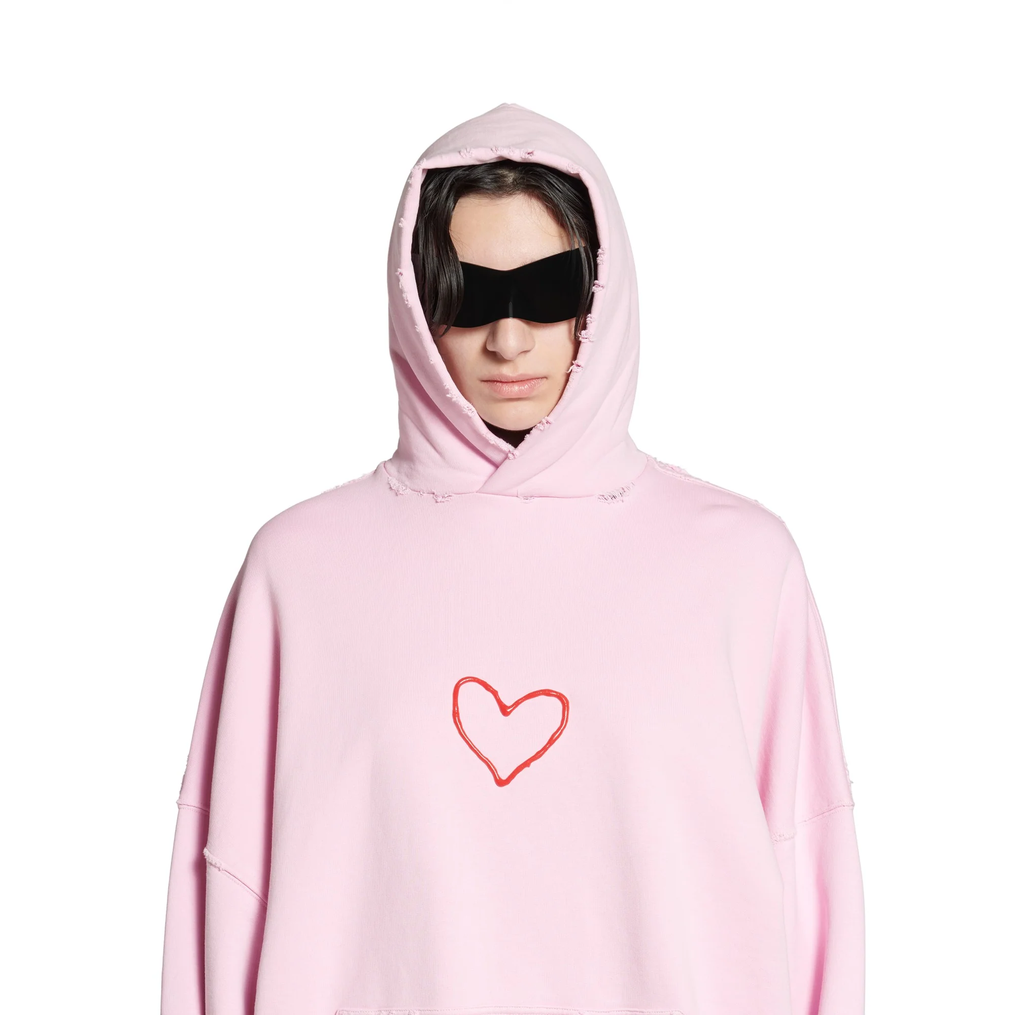 Large Fit Hoodie - Light Pink/Red - Image 3