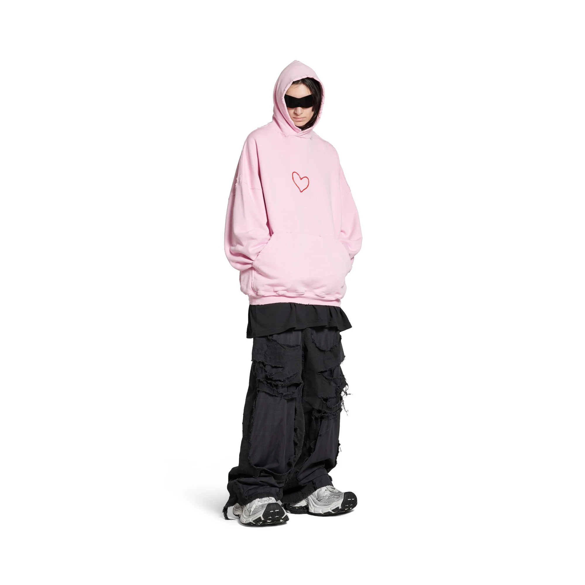 Large Fit Hoodie - Light Pink/Red - Image 4