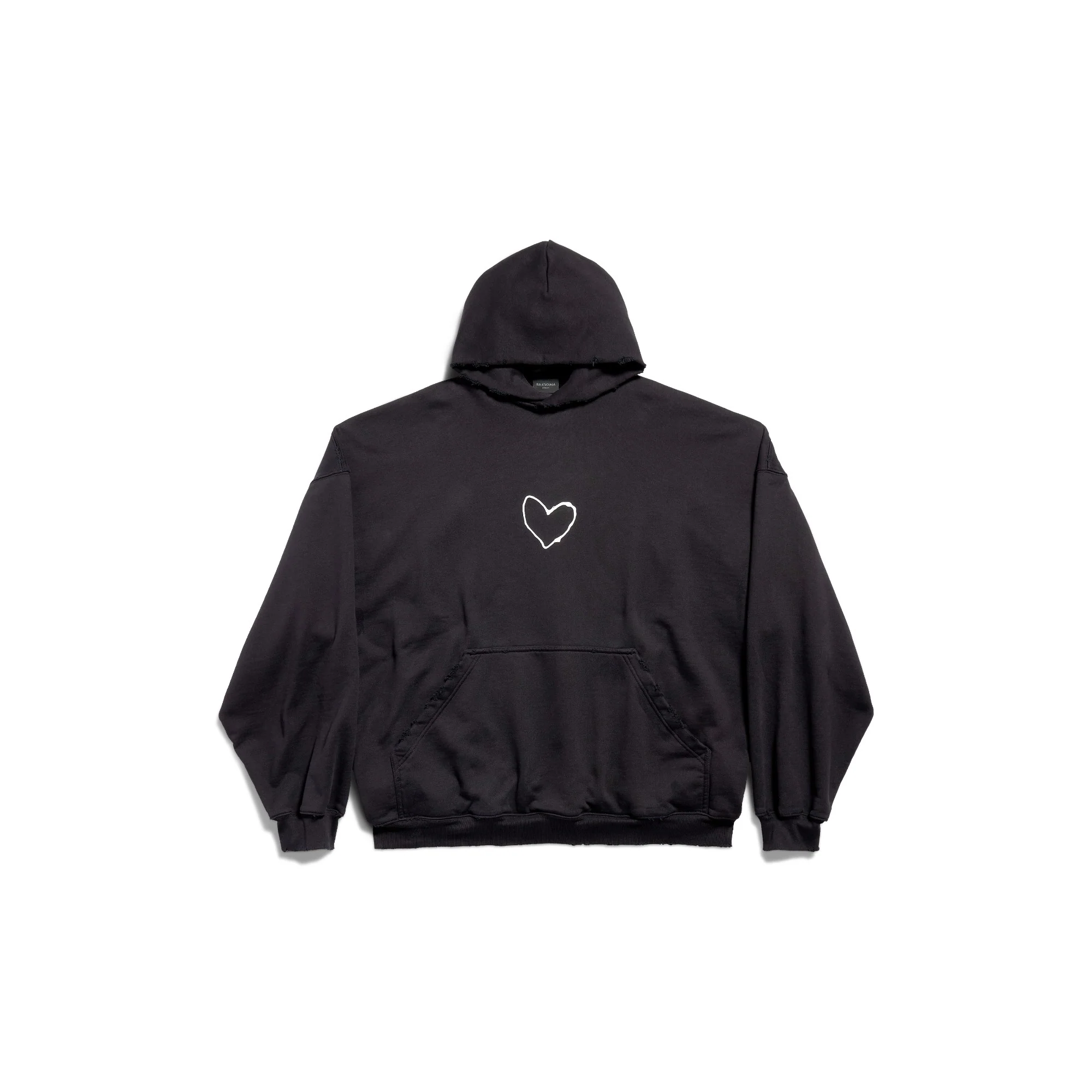Large Fit Hoodie - Washed Black/White