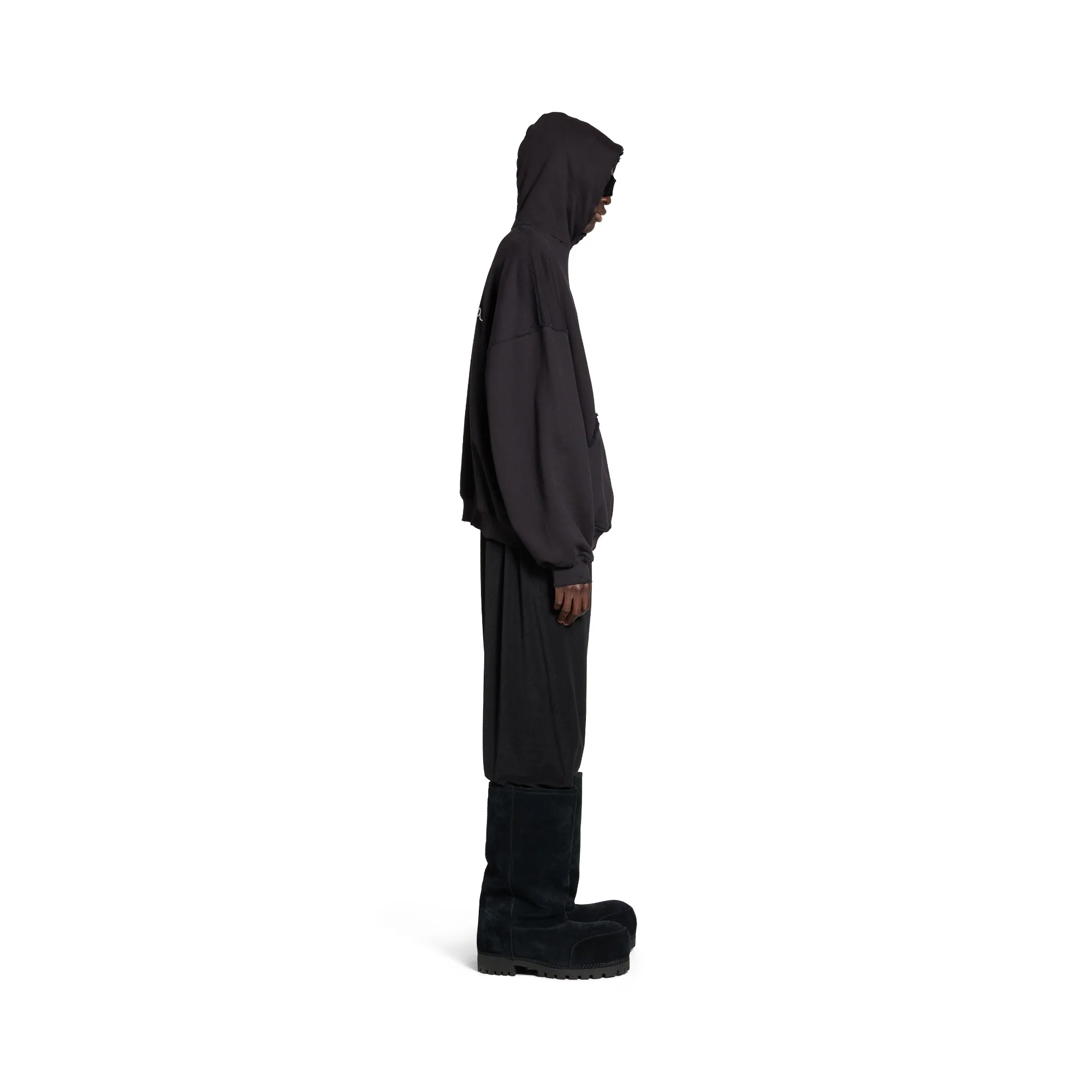 Large Fit Hoodie - Washed Black/White - Image 6