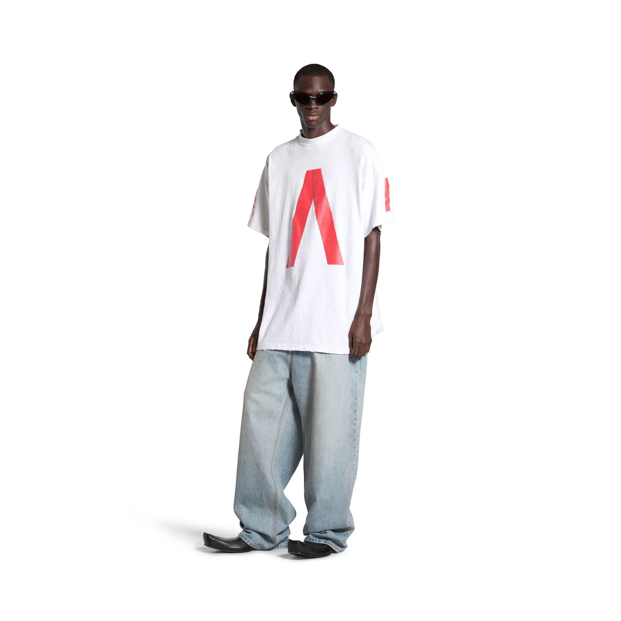 Oversized T-Shirt - Light Heathr Gry/Red - Image 3