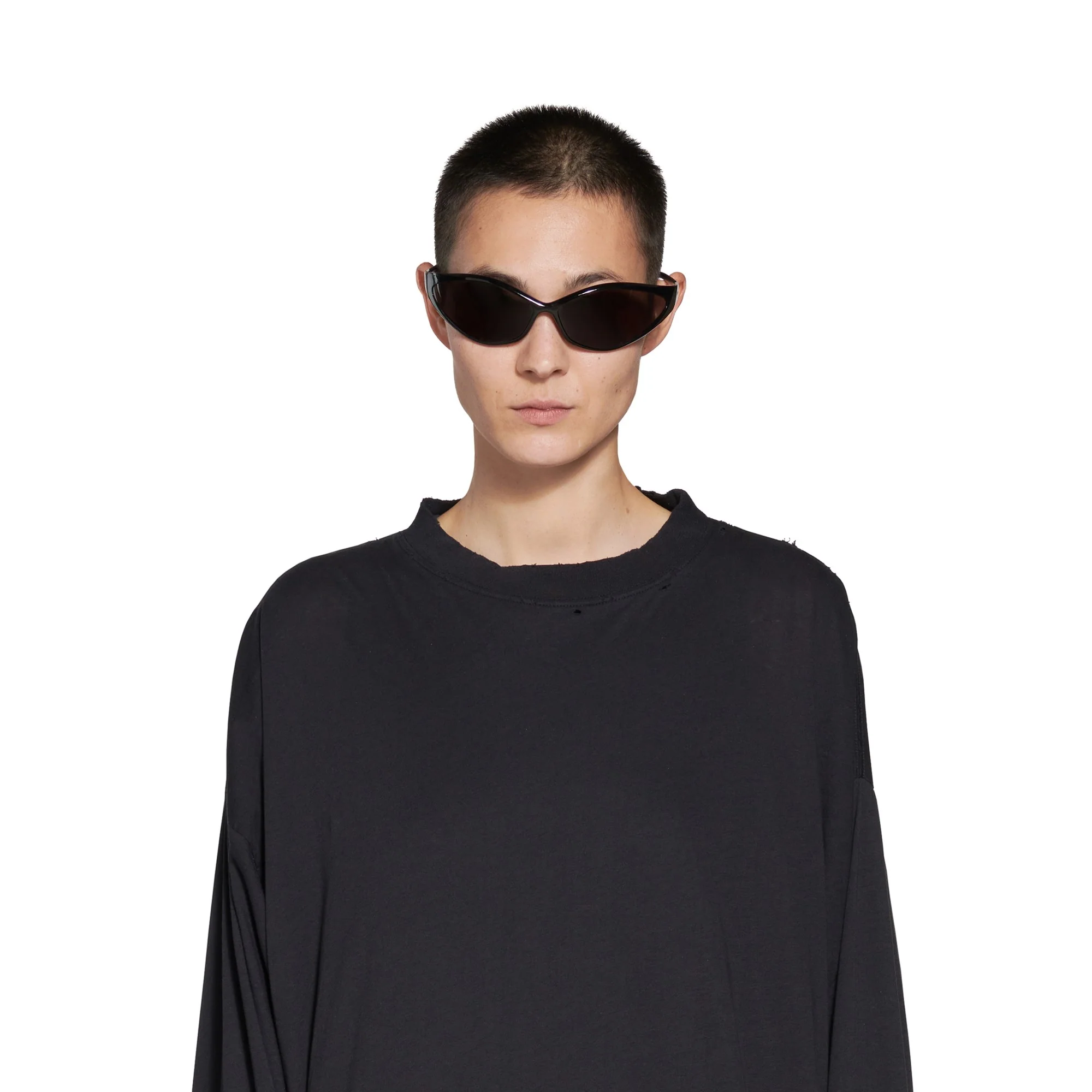 Long Sleeve Oversized T-Shirt - Washed Black/White - Image 6