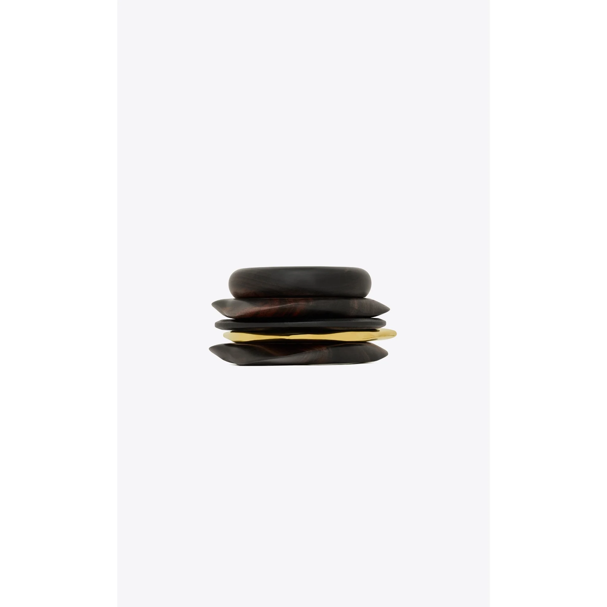 Oversize Multi Wooden Cuff - Dore/Noir/Marron/Mar - Image 4