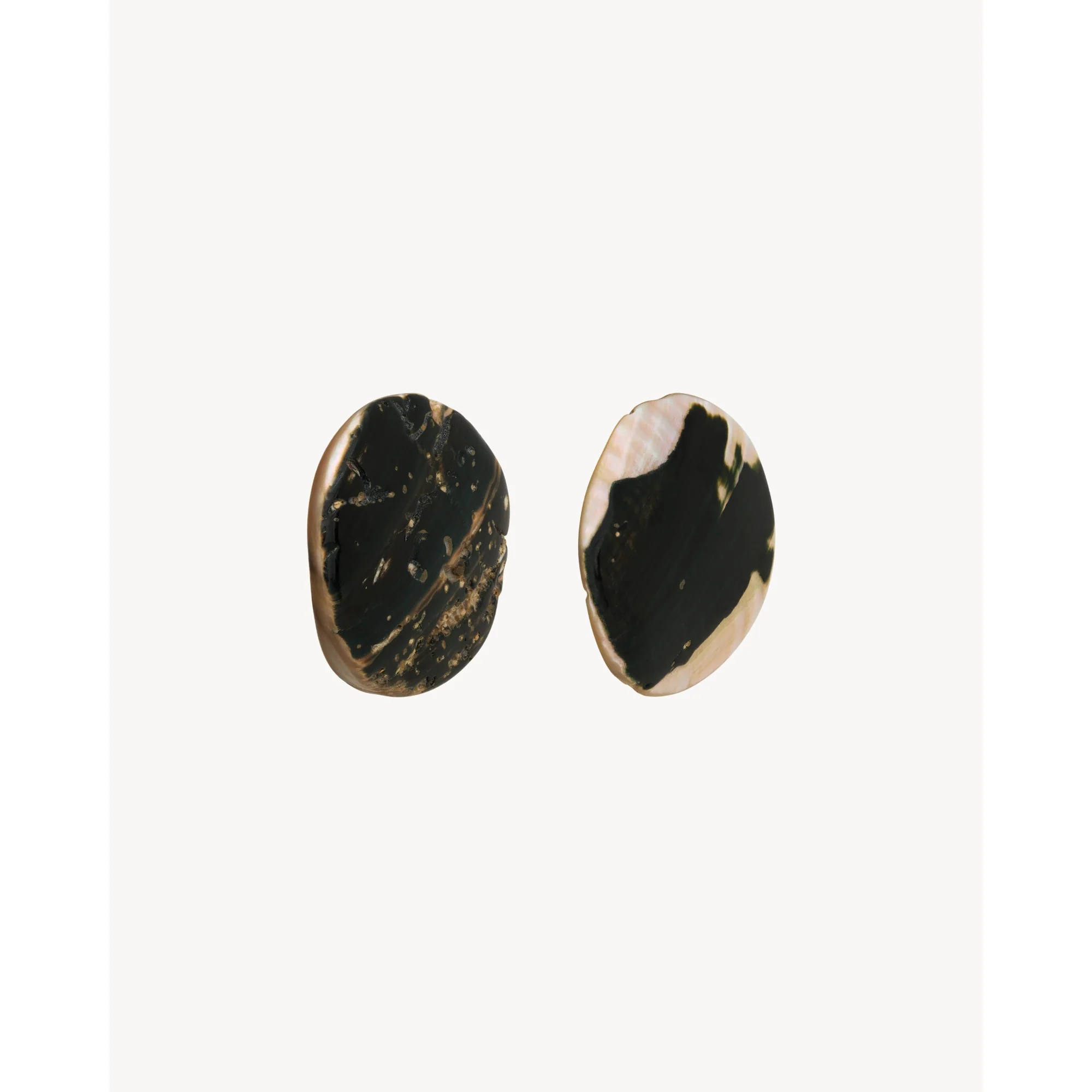 Shell Disk Earrings - Palladium/Noir/Nacre - Image 2