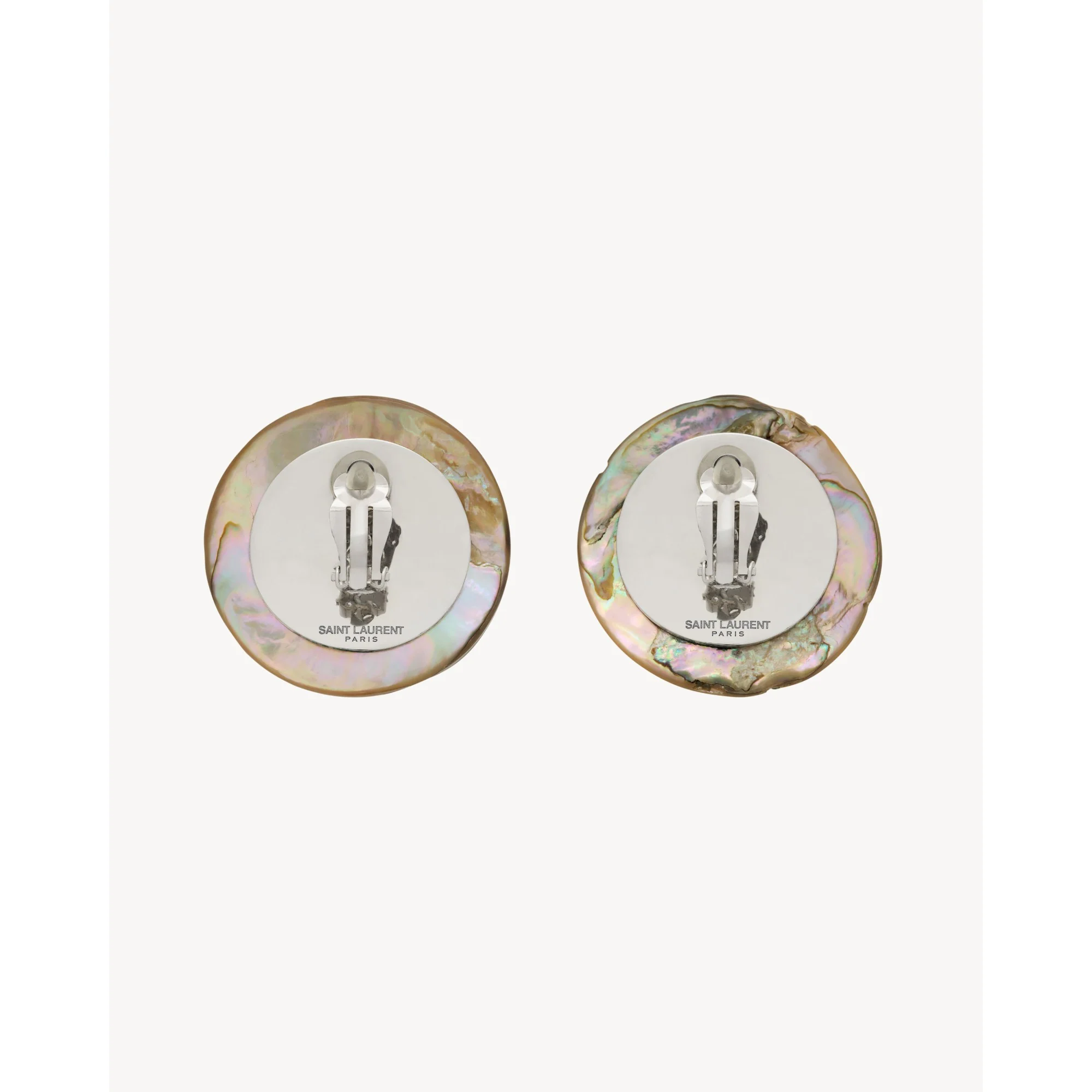 Shell Disk Earrings - Palladium/Noir/Nacre - Image 3