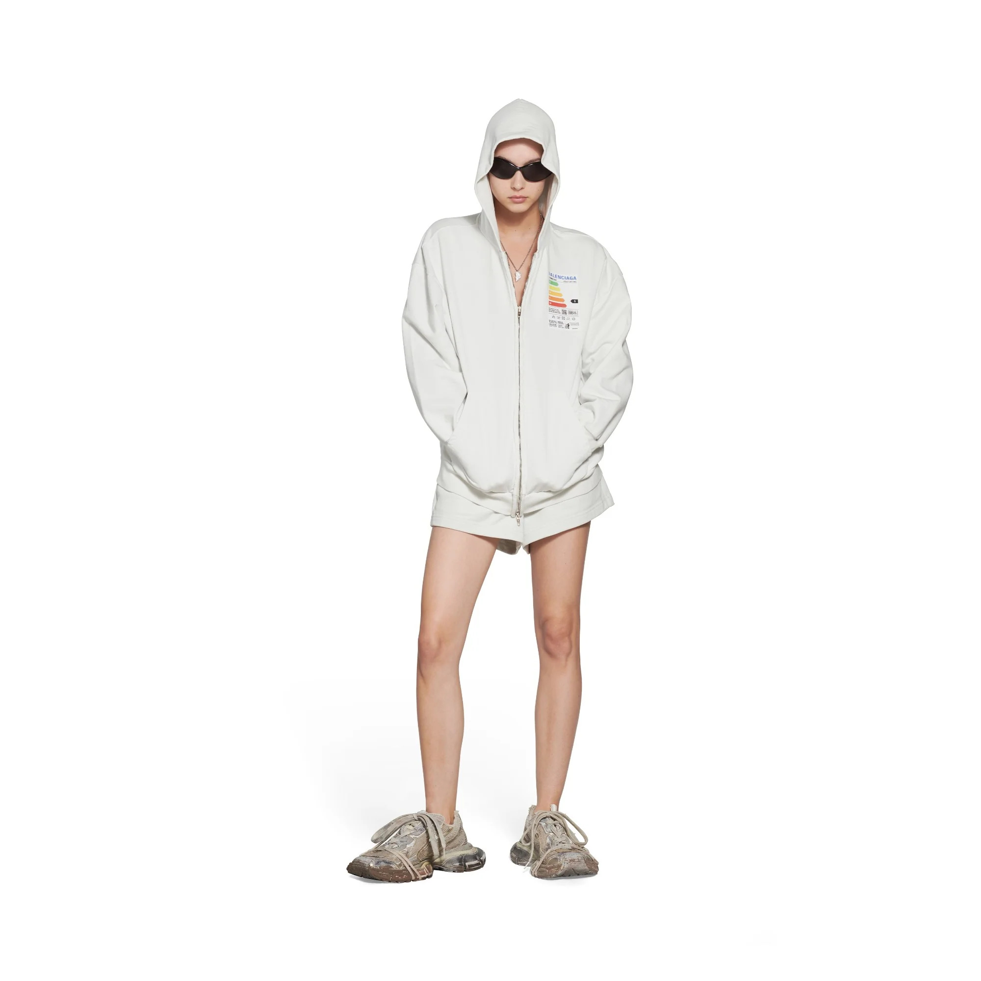 Small Zip-Up Hoodie - Dirty White - Image 3