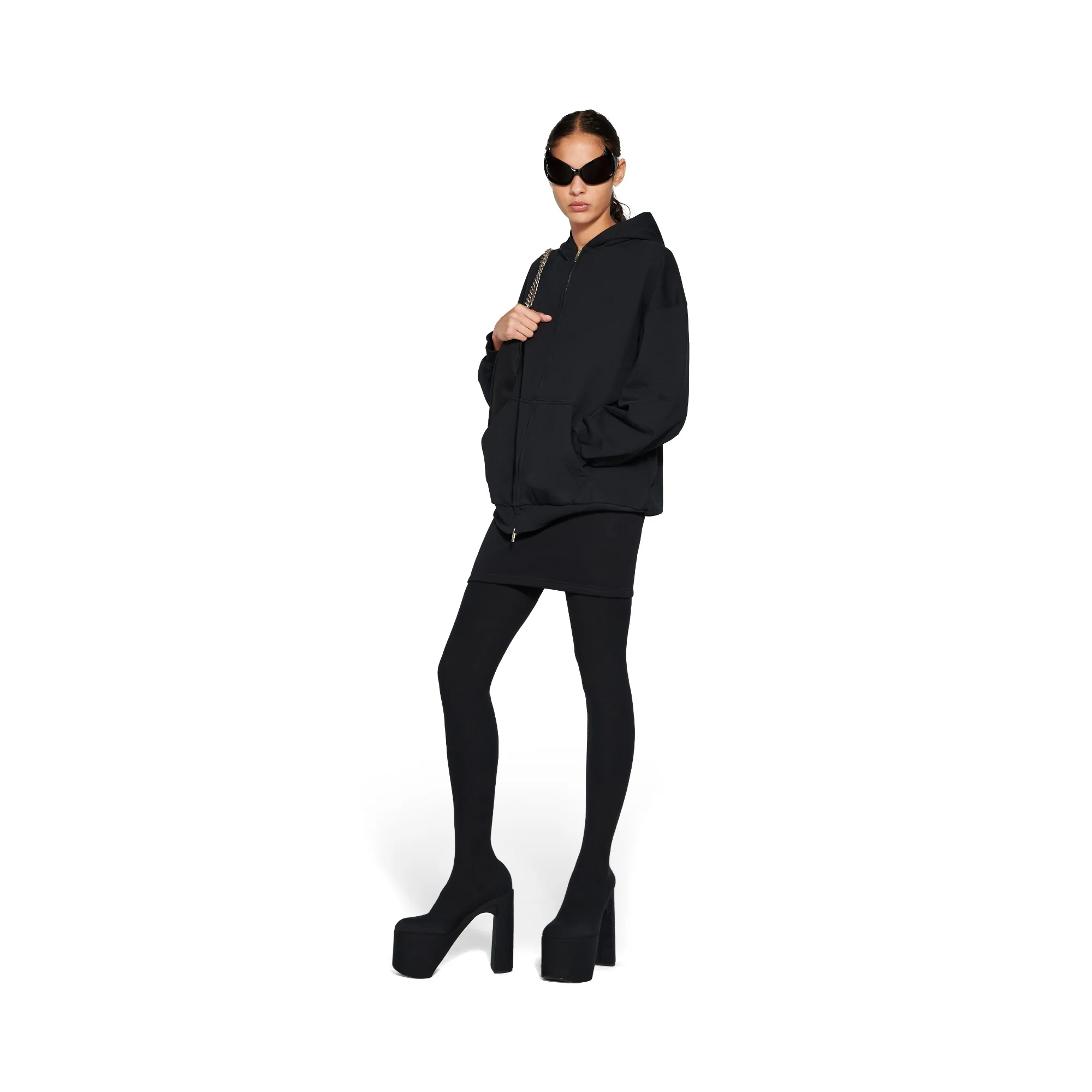 Small Zip-Up Hoodie - Washed Black - Image 3