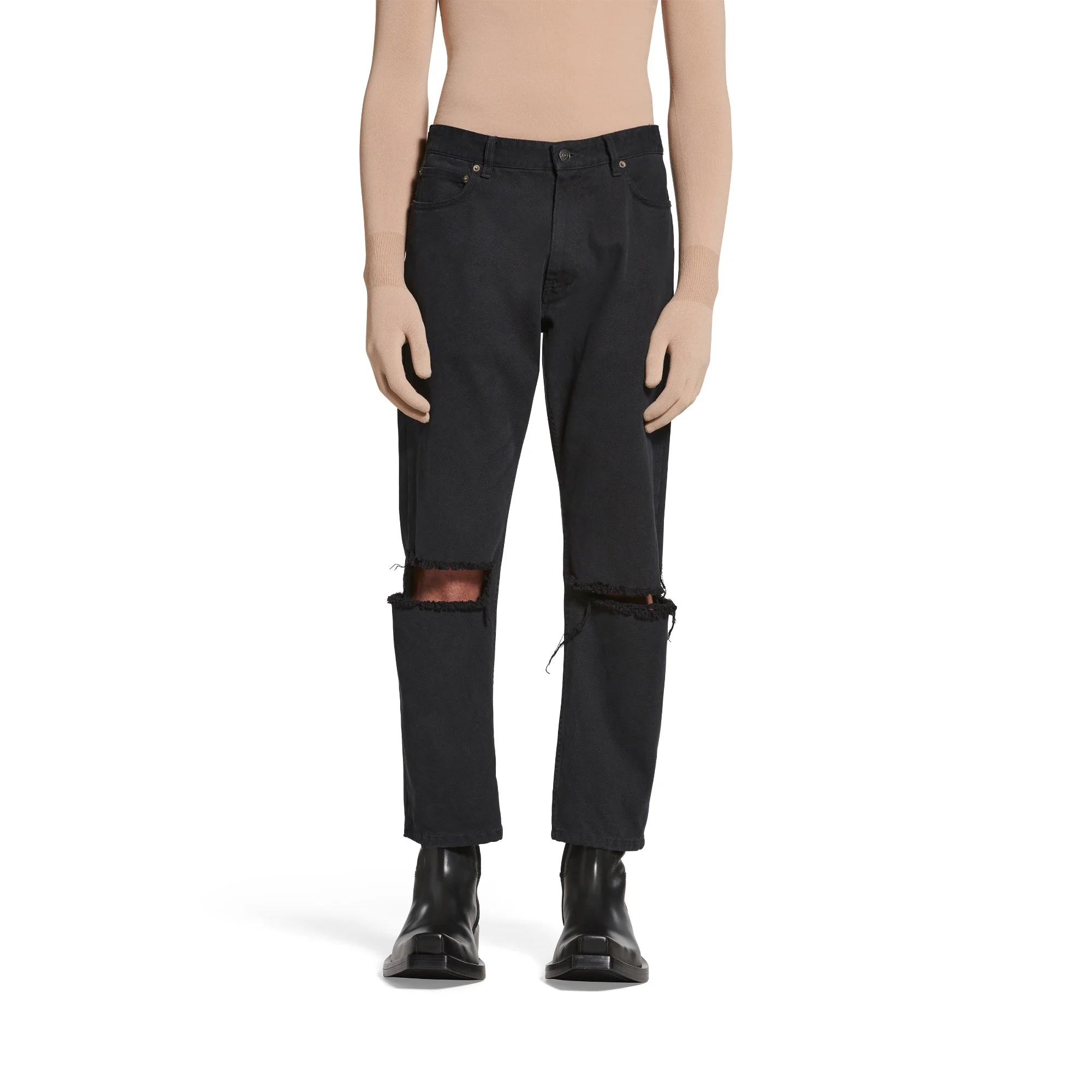 Buckle Loose Fit Pants - Peach Pitch Black - Image 3