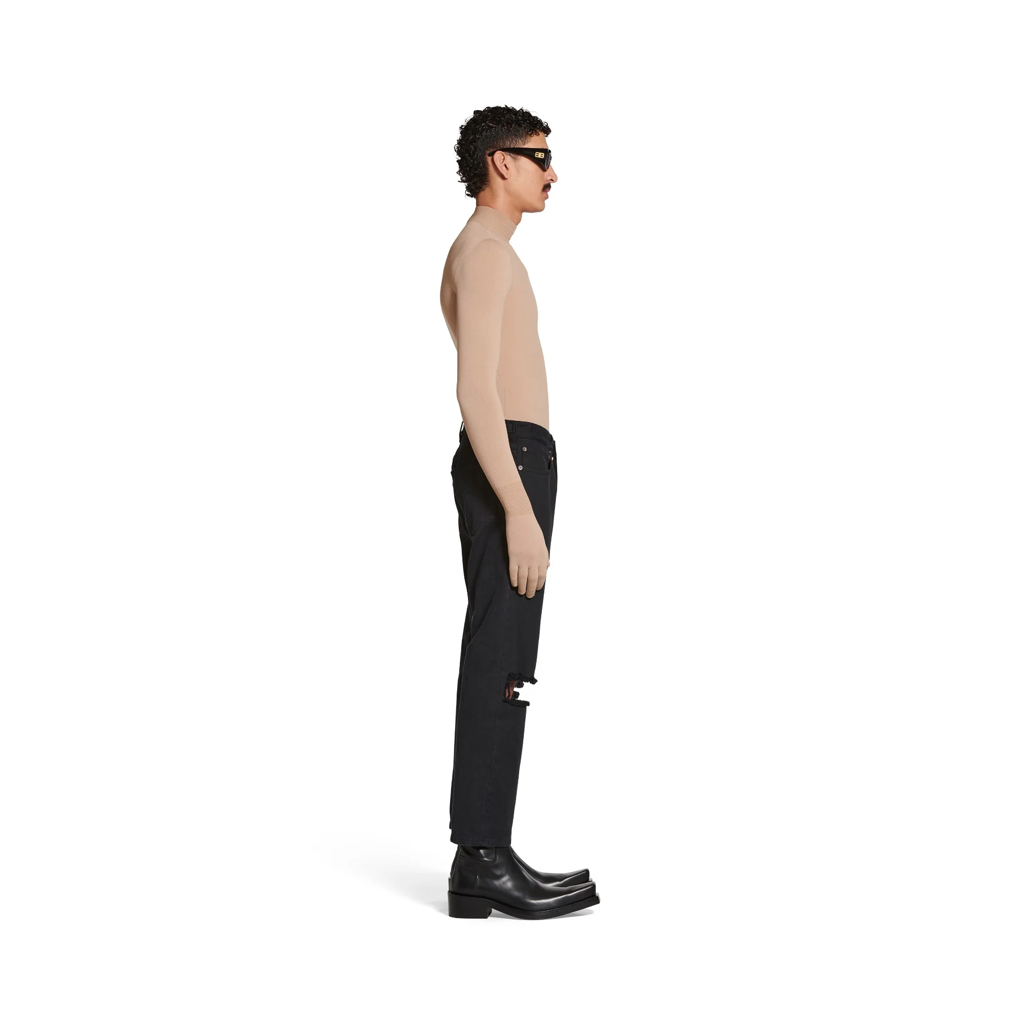 Buckle Loose Fit Pants - Peach Pitch Black - Image 6