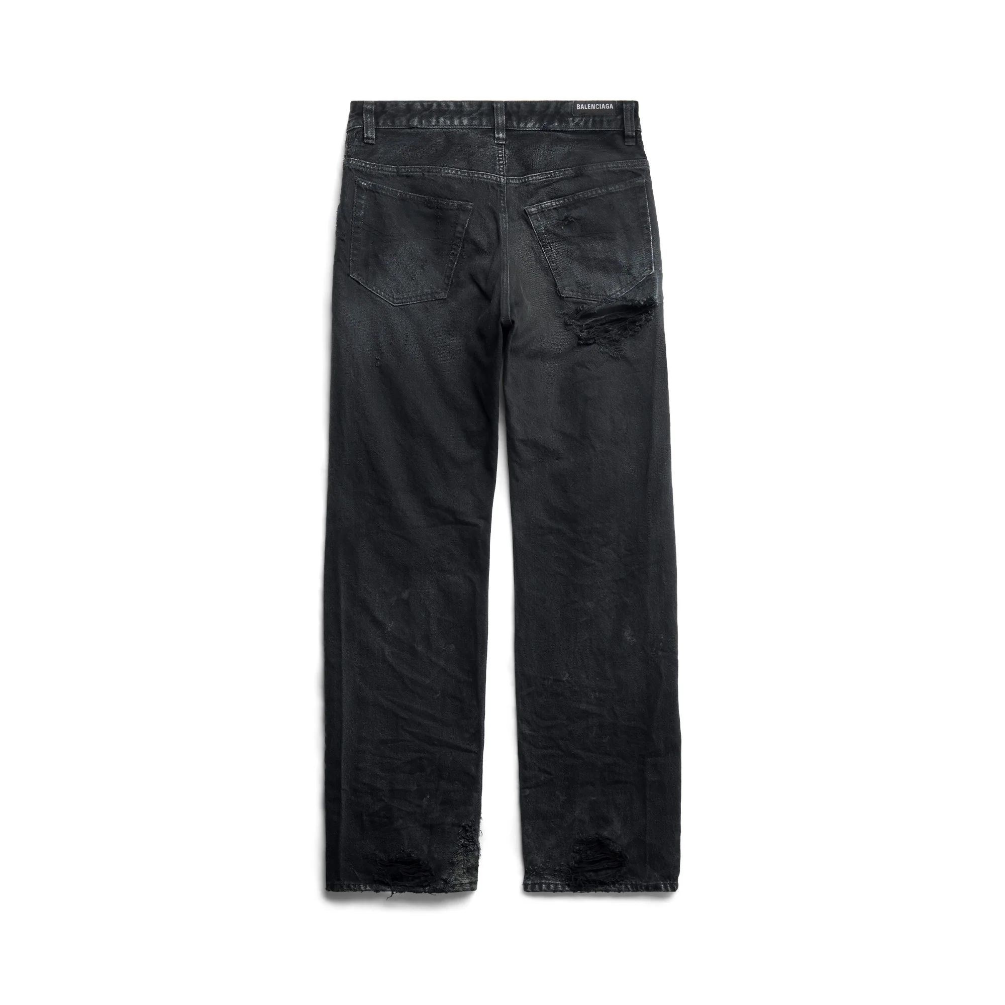 Ripped Medium Fit Pants - Flat Black - Image 2