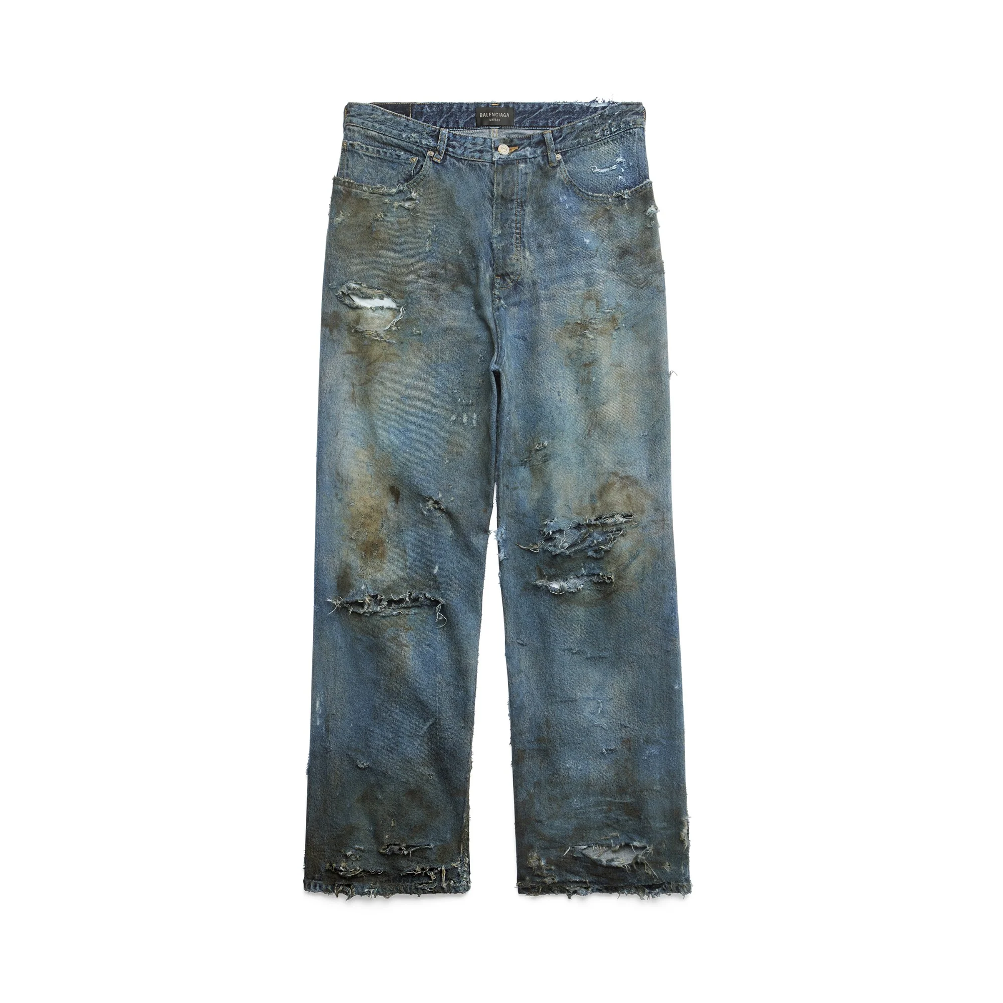 Super Destroyed Baggy Pants - Pale Blue
