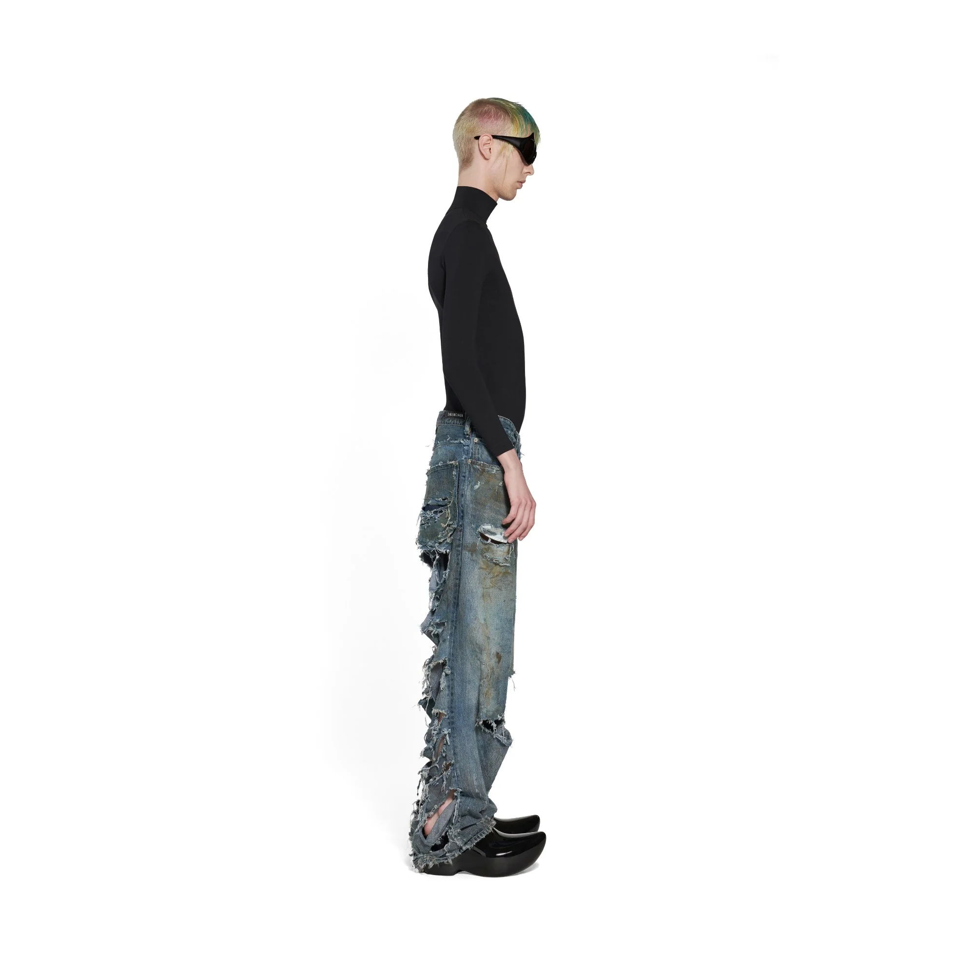 Super Destroyed Baggy Pants - Pale Blue - Image 6