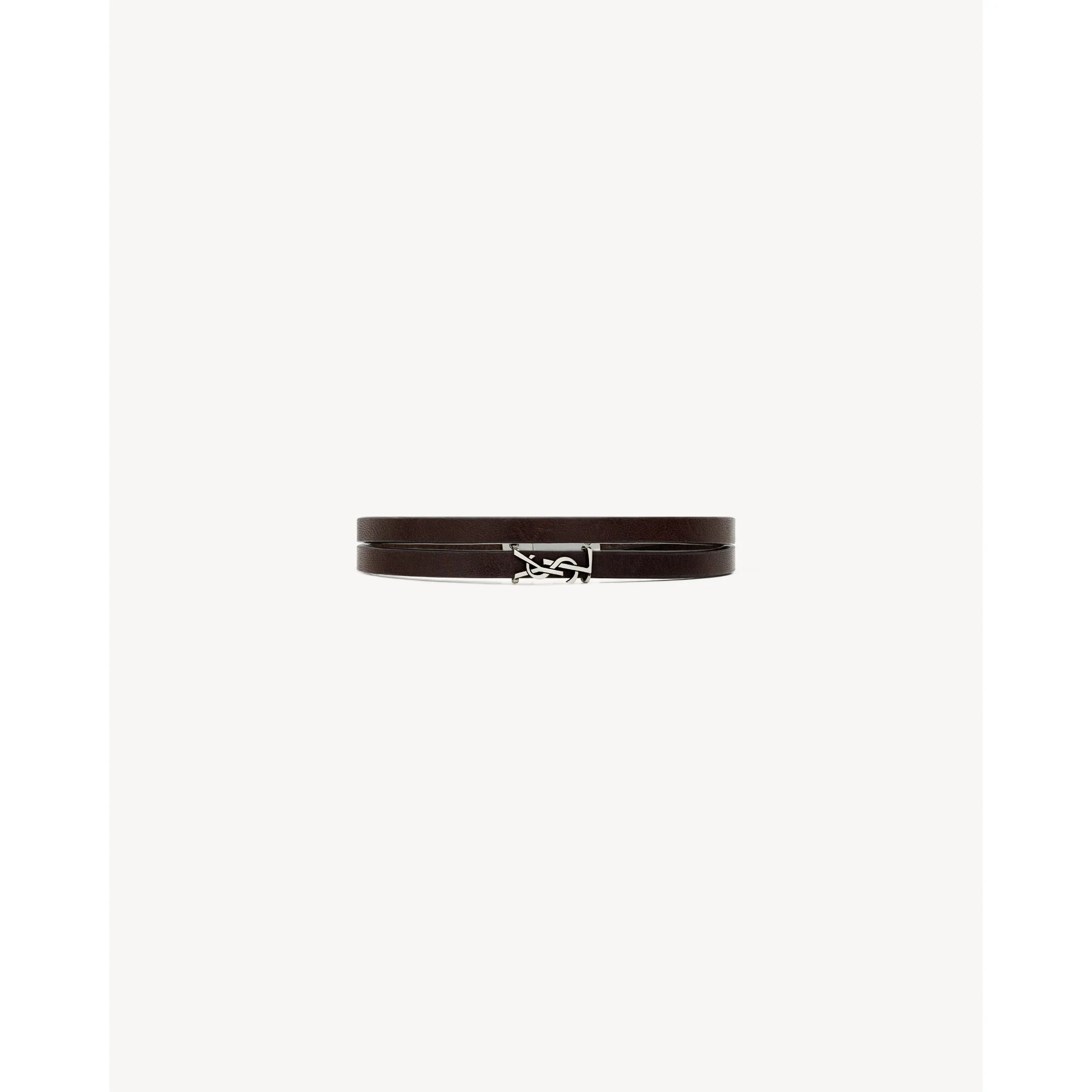 YSL Thin Double Wrap Bracelet - Brown Oak