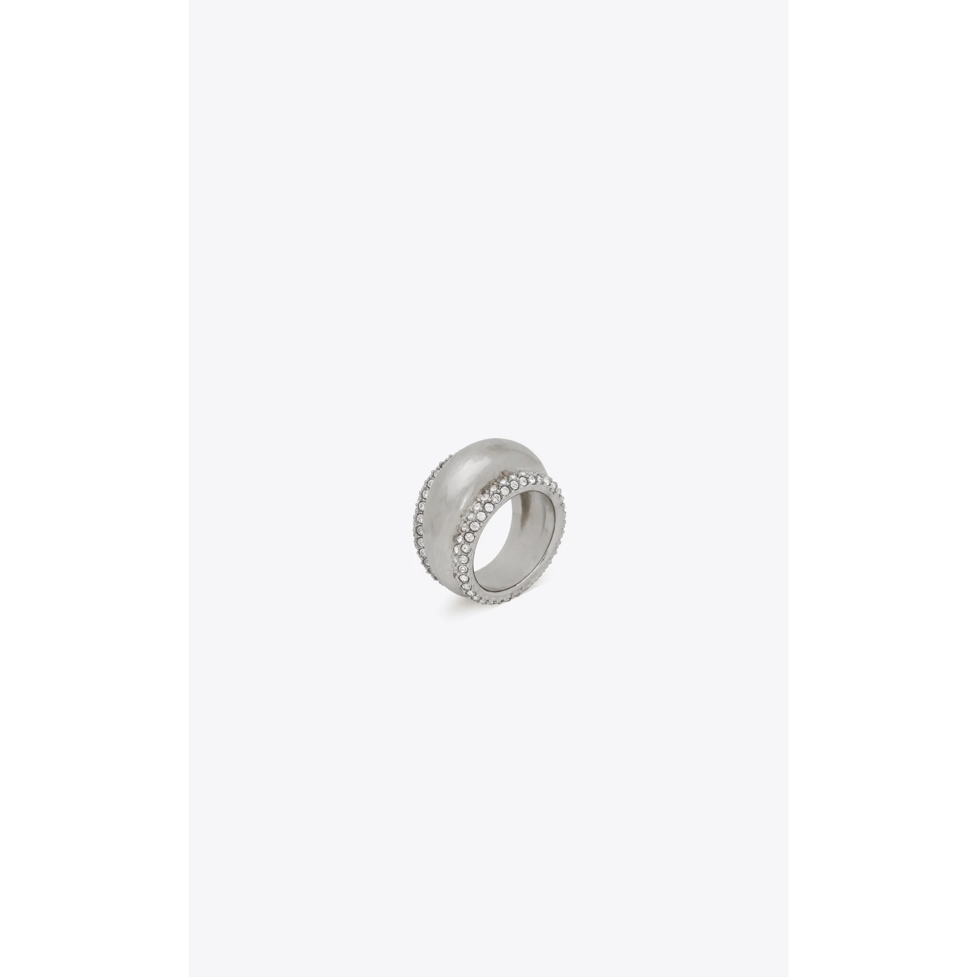 Rhinestone Bumpy Ring - Palladium/Crystal