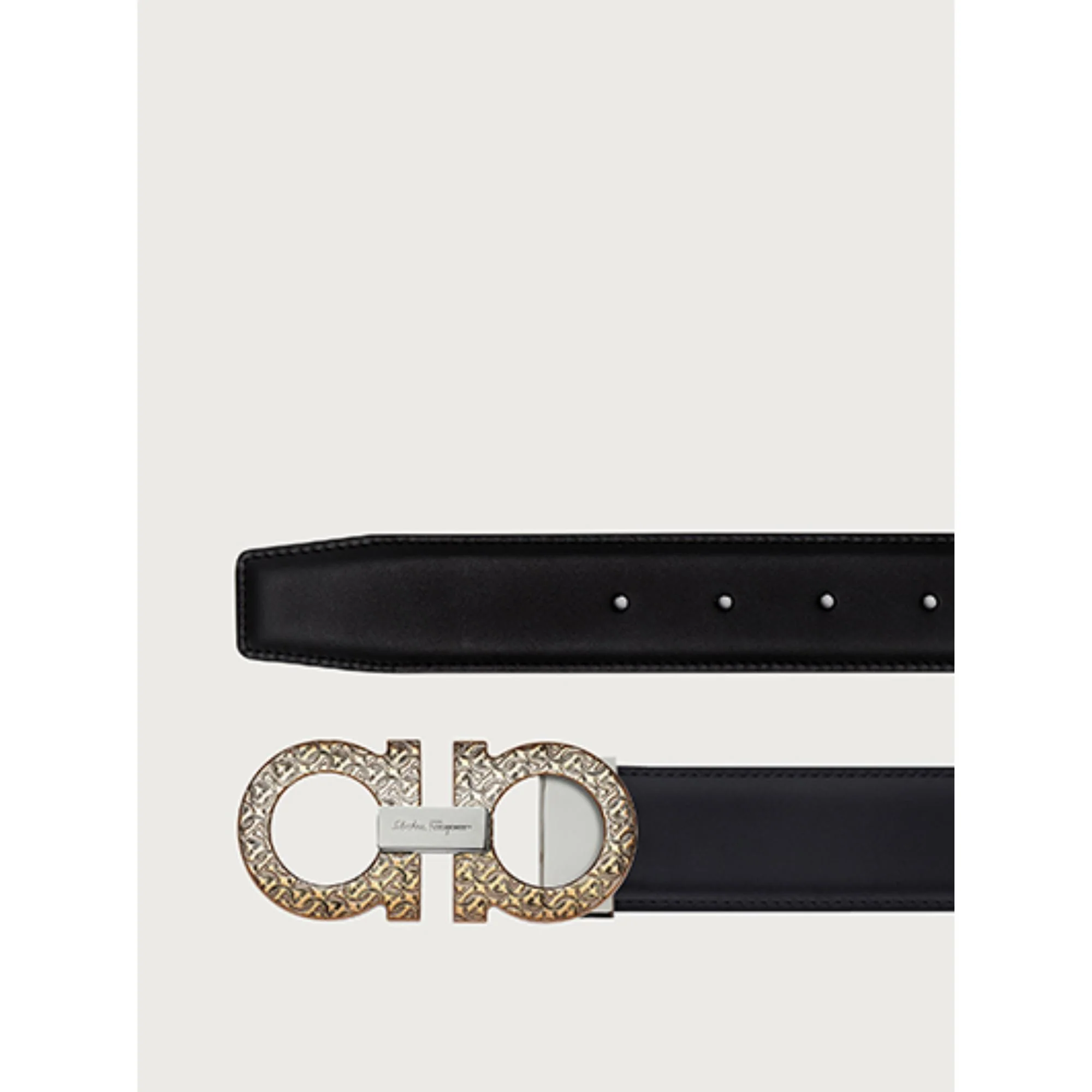 Interchangeable Gancini Switch Buckle - Antique Gold - Image 3