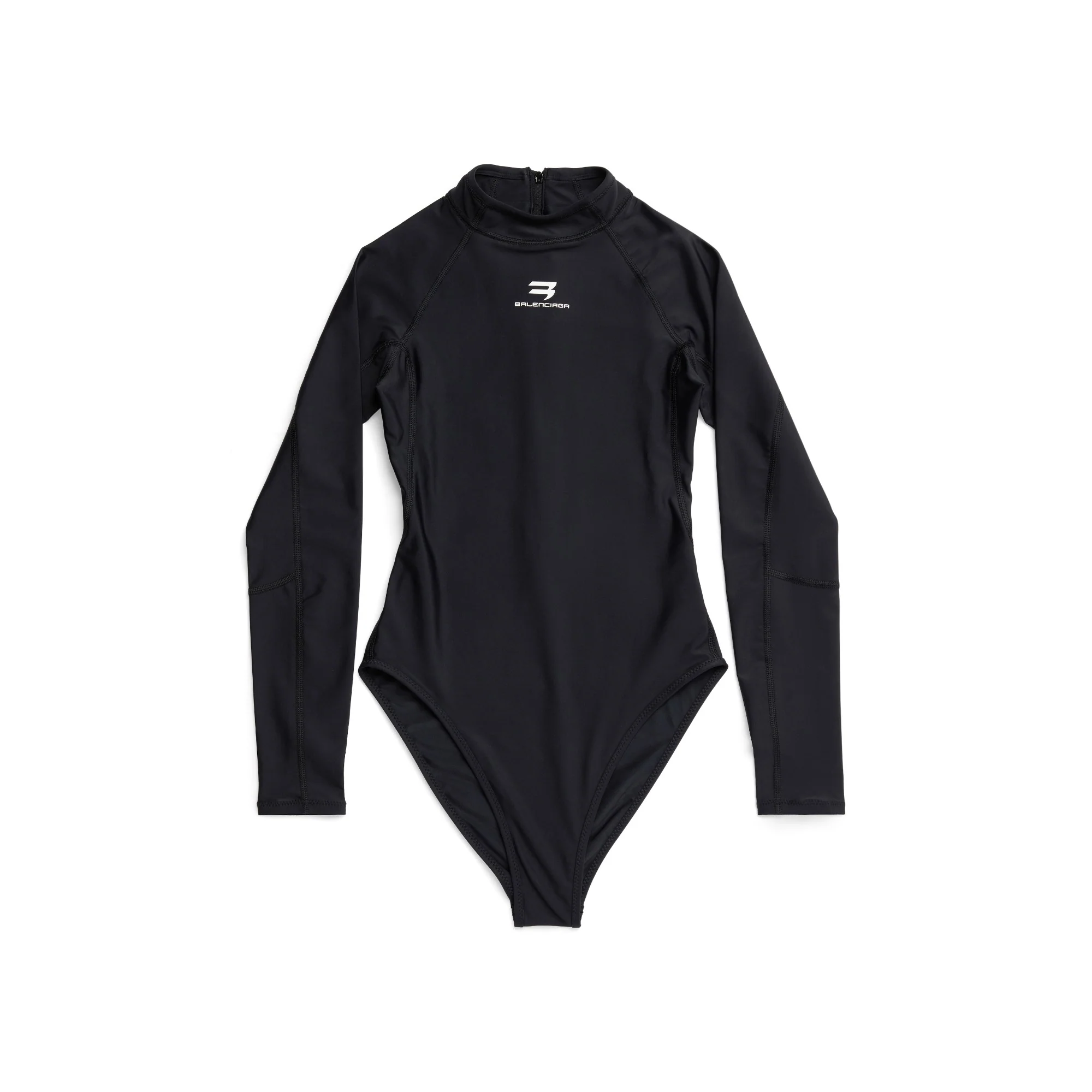 Long Sleeve Swimsuit - Black/White